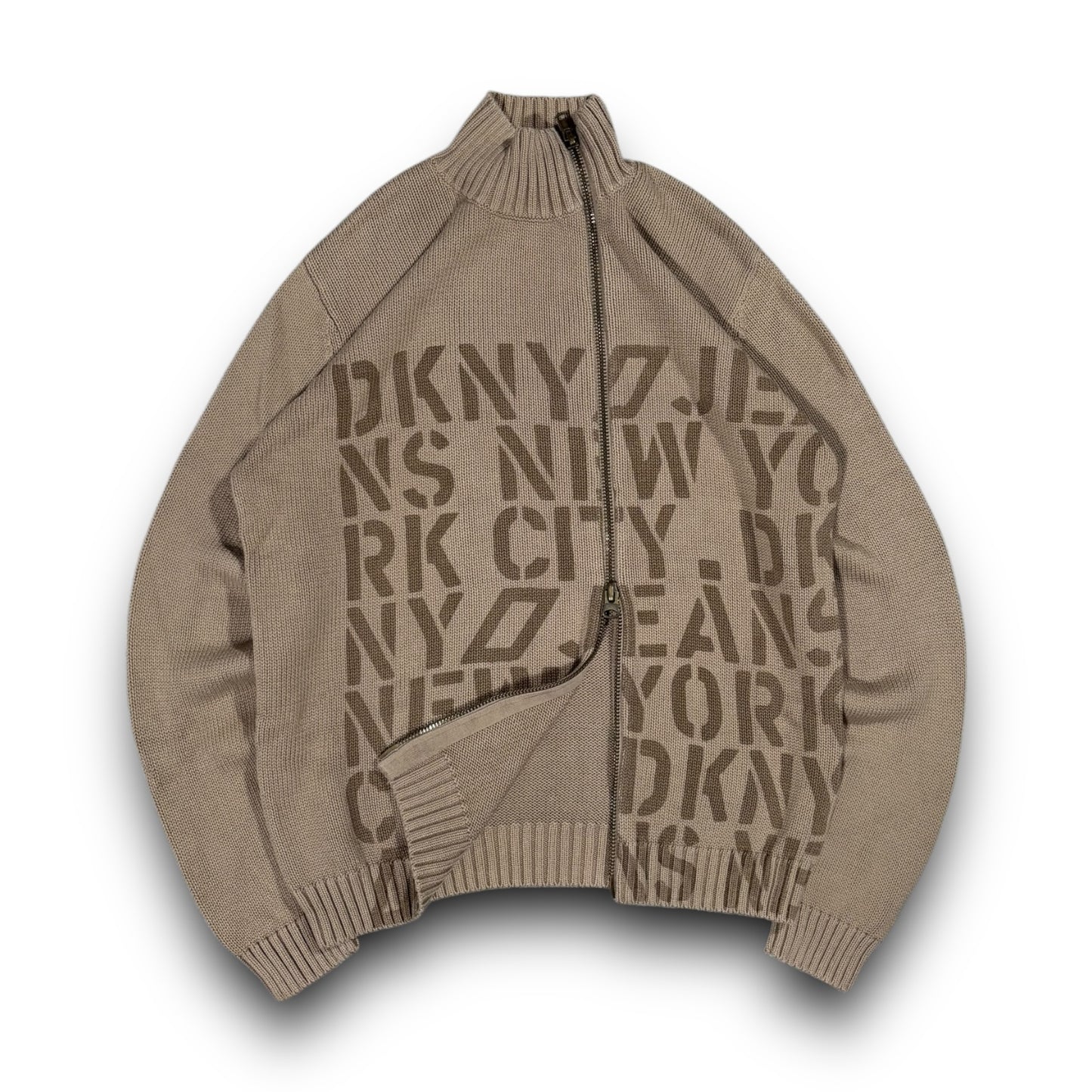 DKNY Asymmetrical Zipped Knit Jumper Large