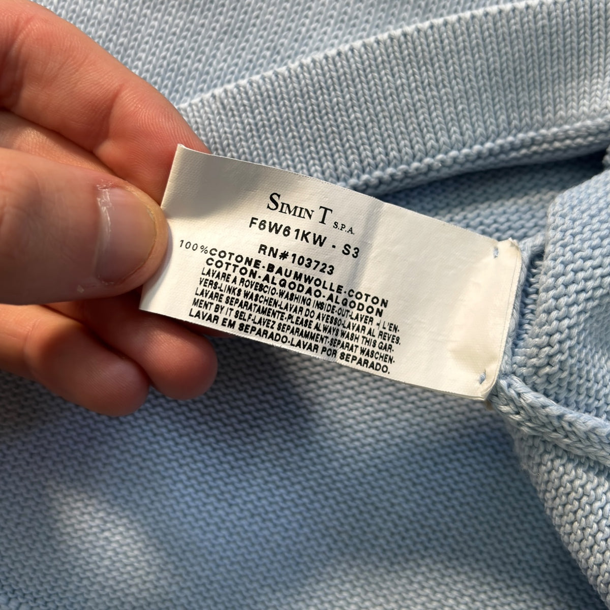 Armani Jeans 00’s Baby Blue Cotton Knit Jumper M