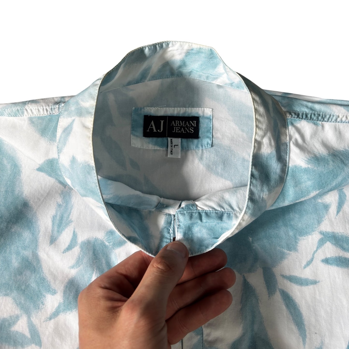 Armani Jeans 00's Botanic Pattern Button Loop Shirt L
