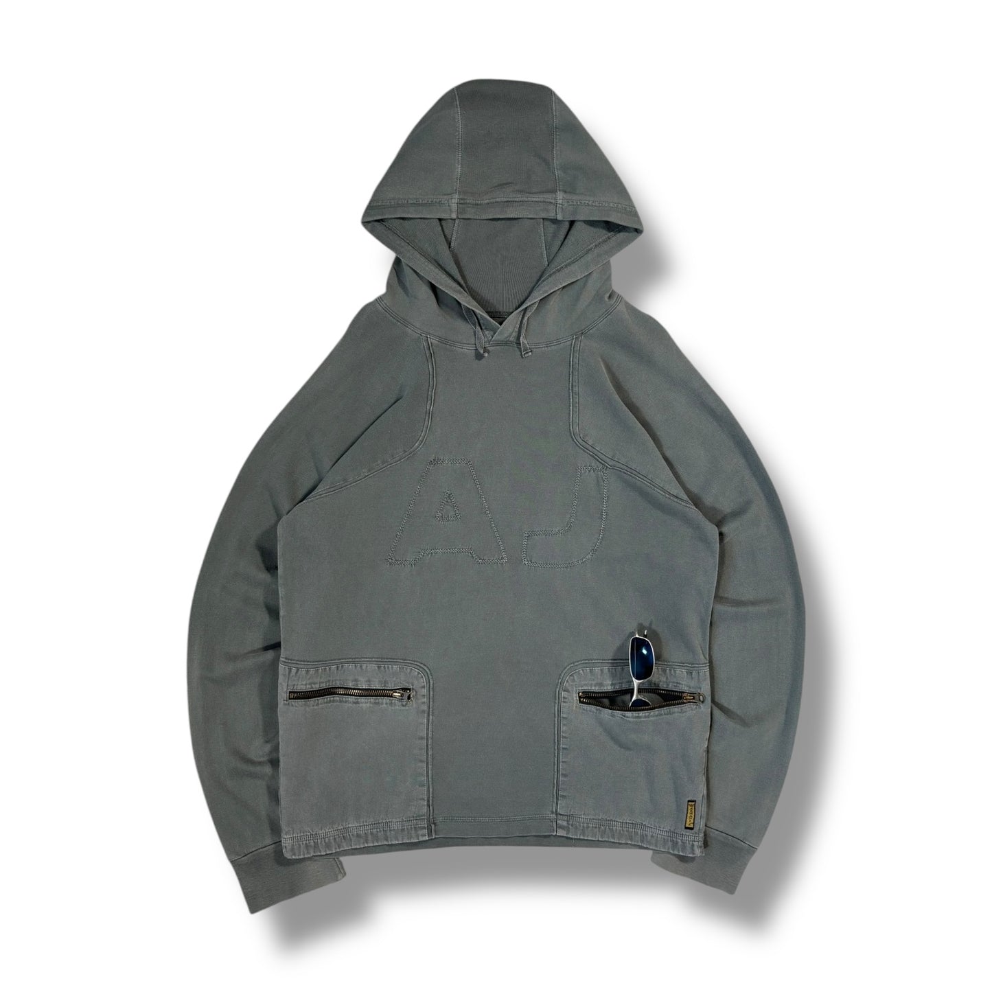 Armani Jeans 00’s Zipped Pocket Hoodie Medium