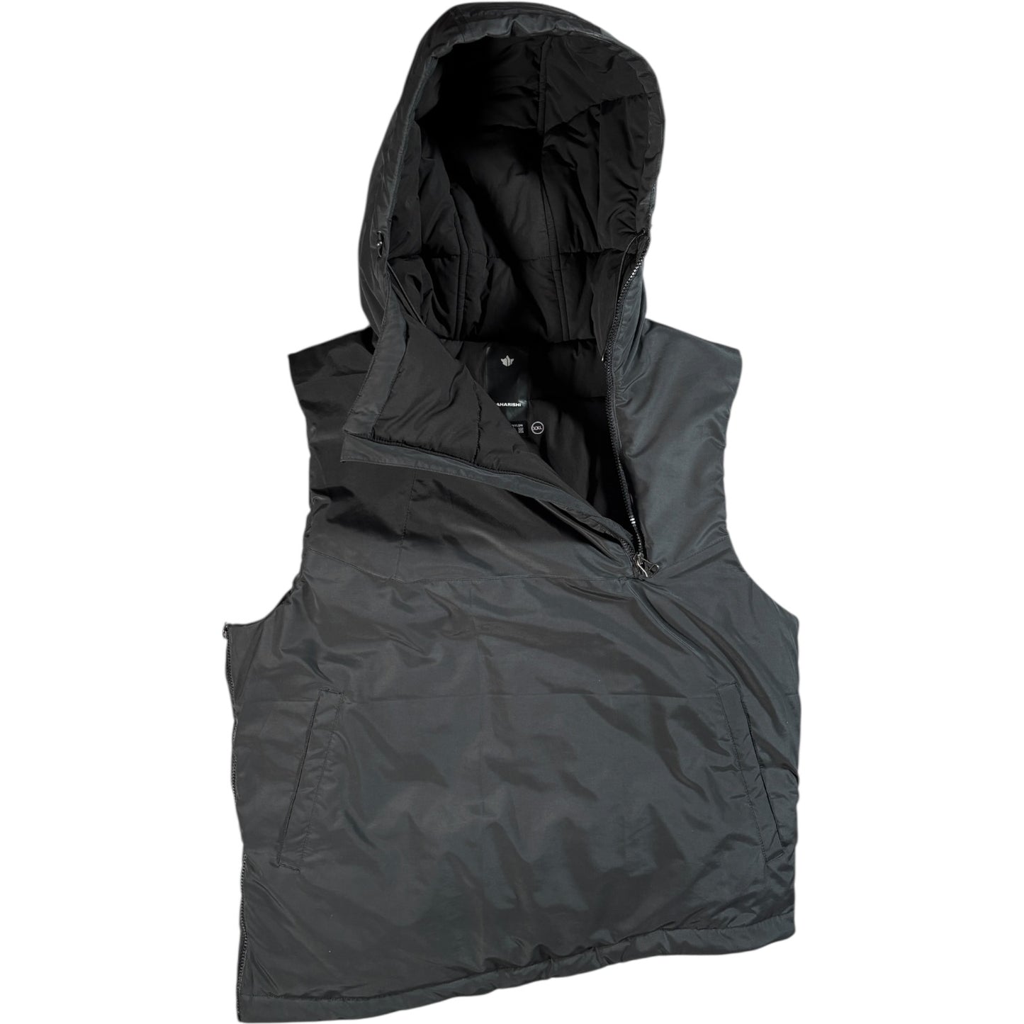 Maharishi Asymmetrical Zip Padded Hooded Gilet XL