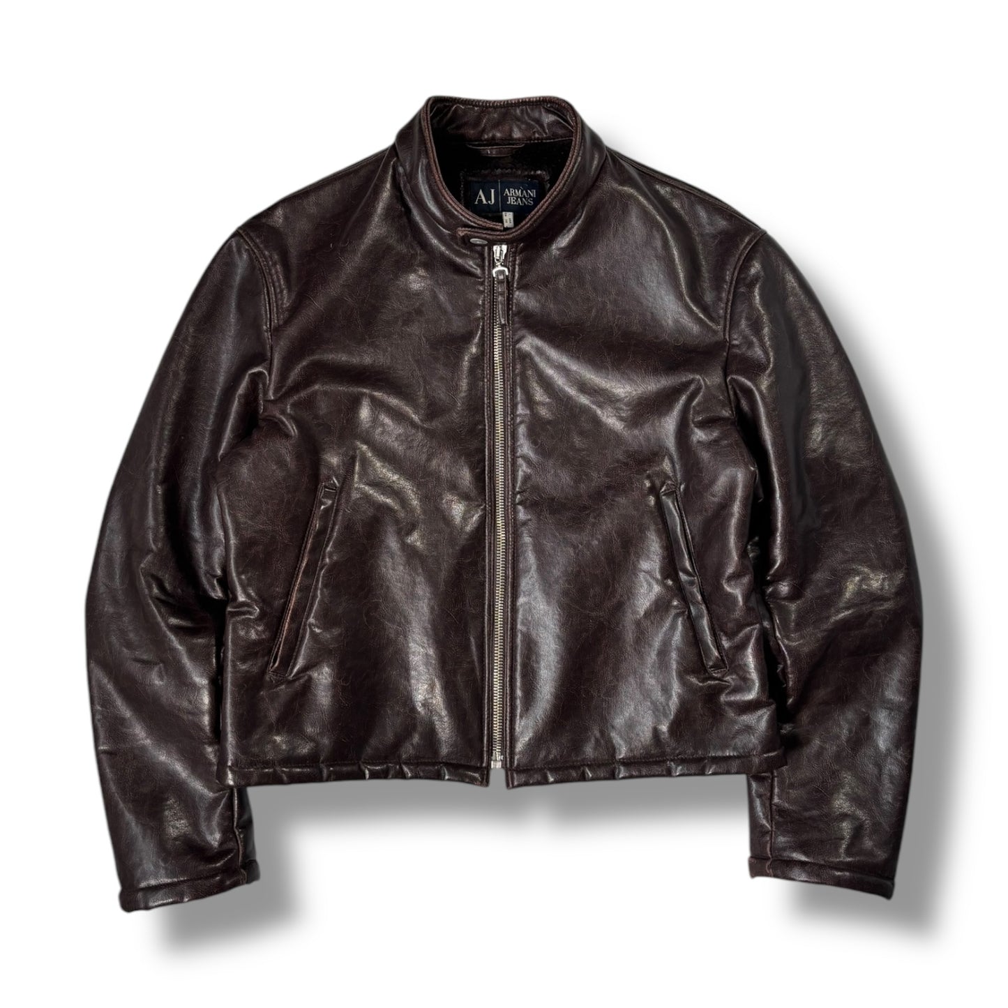 Armani Jeans 00’s Faux Fur Robust Leather Biker Jacket Medium