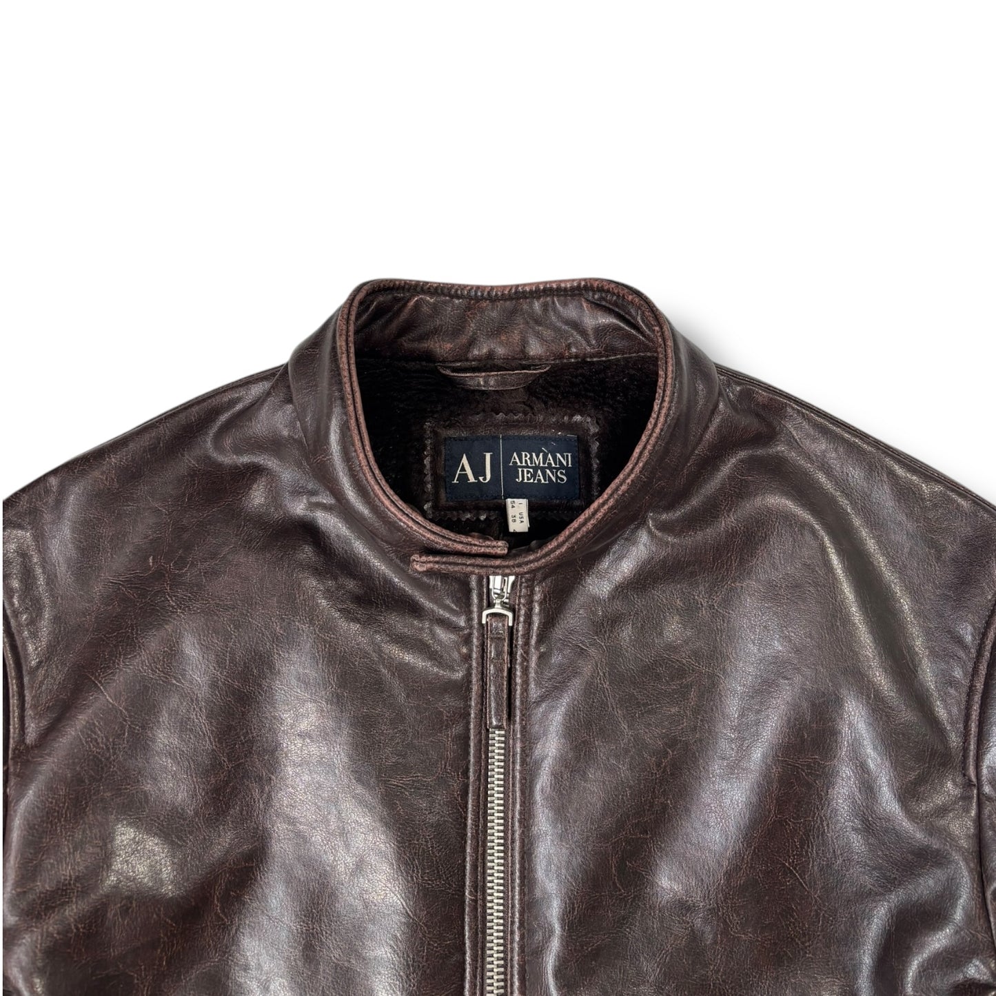 Armani Jeans 00’s Faux Fur Robust Leather Biker Jacket Medium