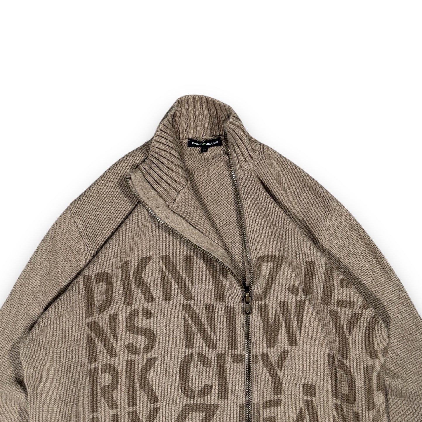 DKNY Asymmetrical Zipped Knit Jumper Large