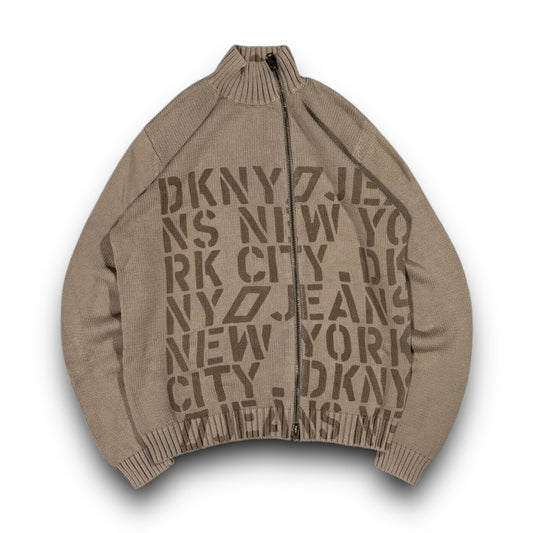 DKNY Asymmetrical Zipped Knit Jumper Large