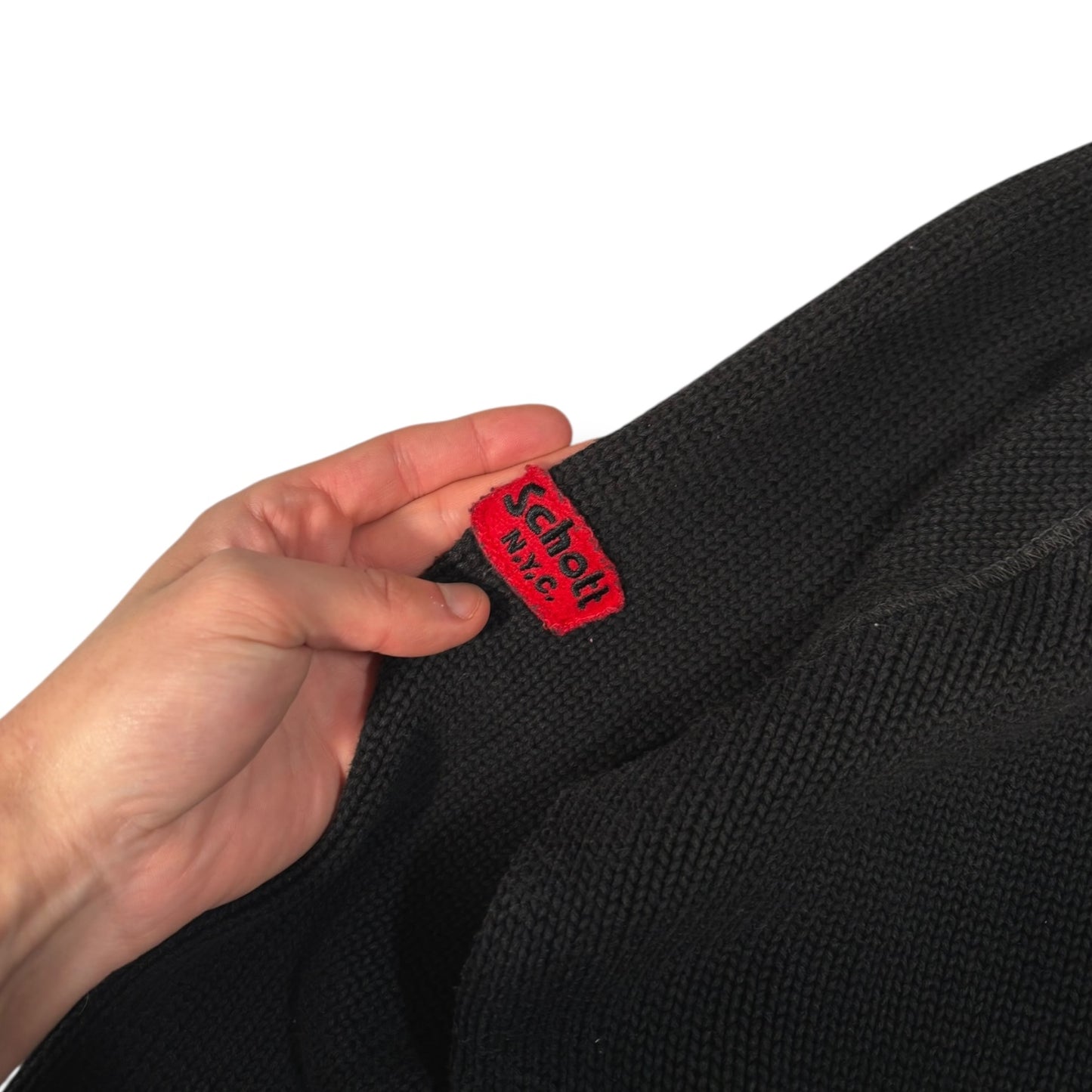 Schott 00’s Shoulder Zip Ribbed Knit Large