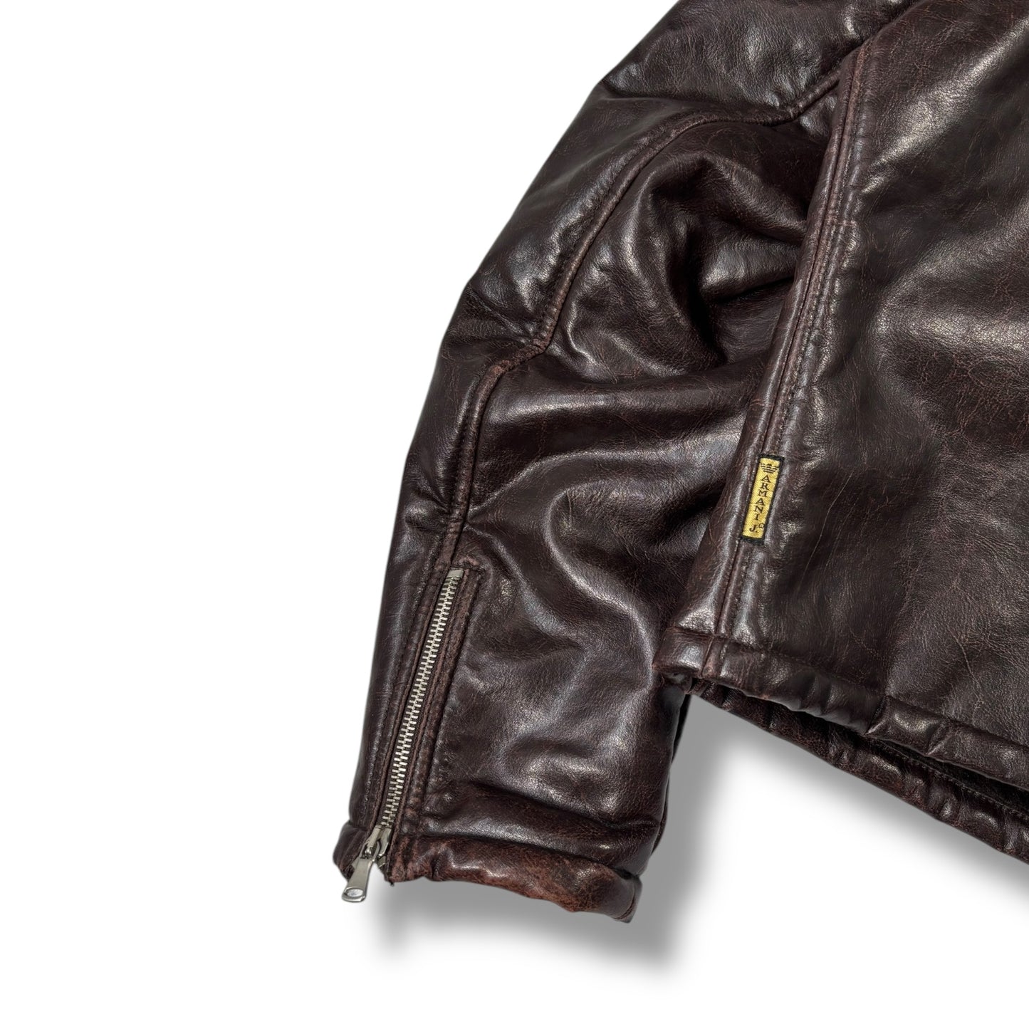 Armani Jeans 00’s Faux Fur Robust Leather Biker Jacket Medium