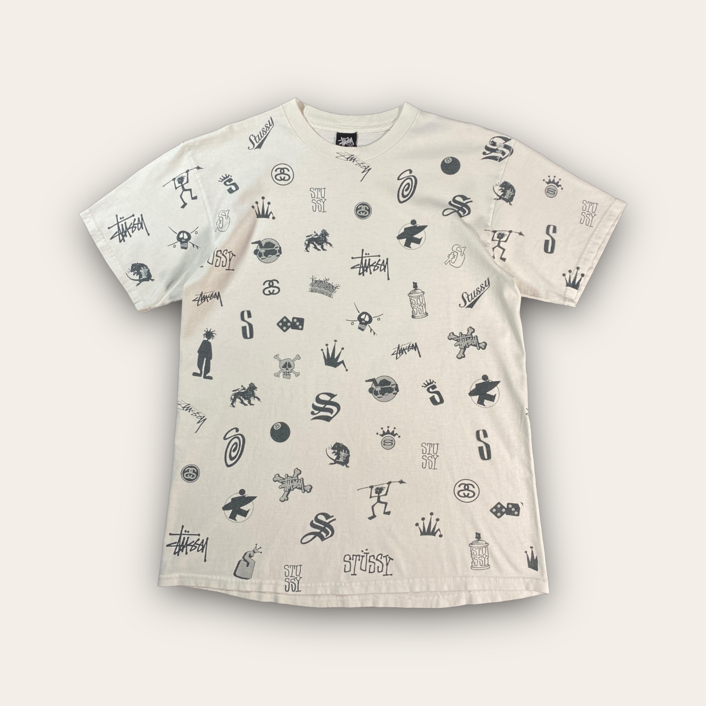 Stüssy 2000’s Logo All Over Print T-Shirt M
