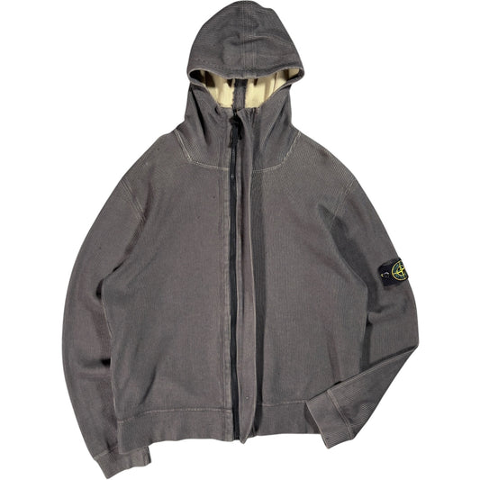 Stone Island 2004 Full Zip Ribbed Hoodie L