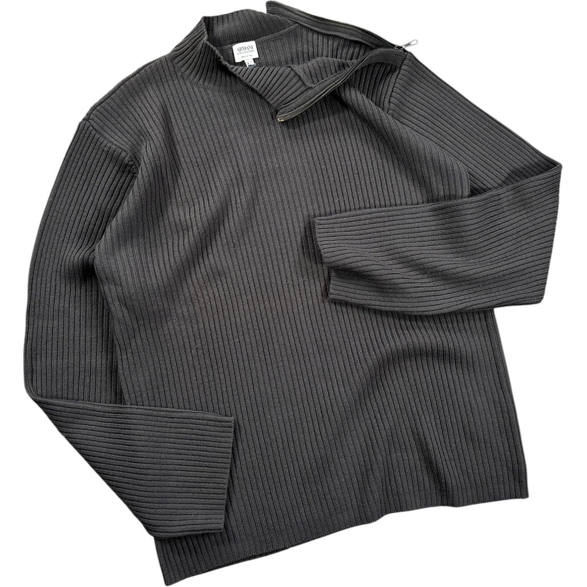 Armani Collezioni 00’s Merino Wool Shoulder Zip Jumper L