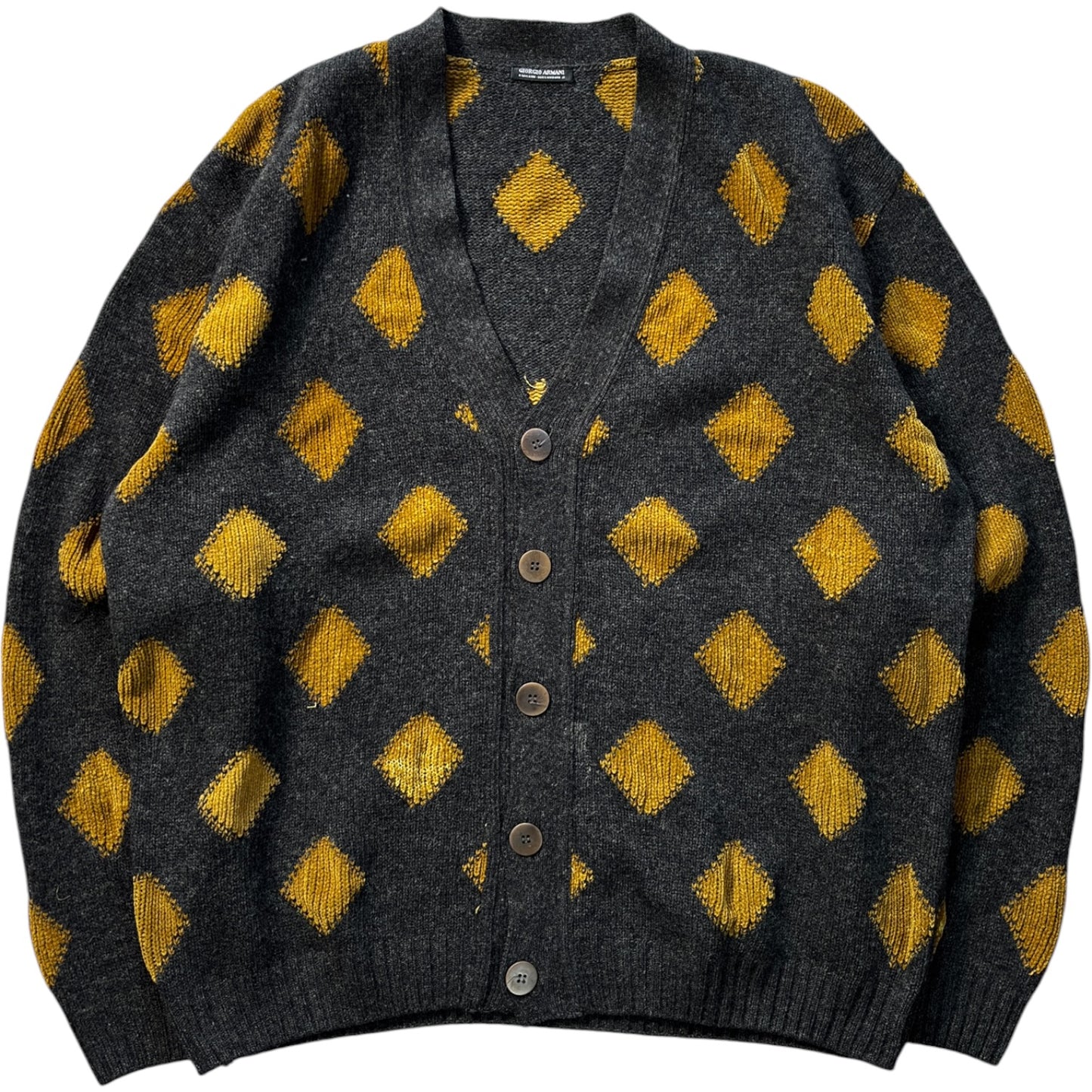 Giorgio Armani 80’s Diamond Pattern Soft Knit Cardigan XL