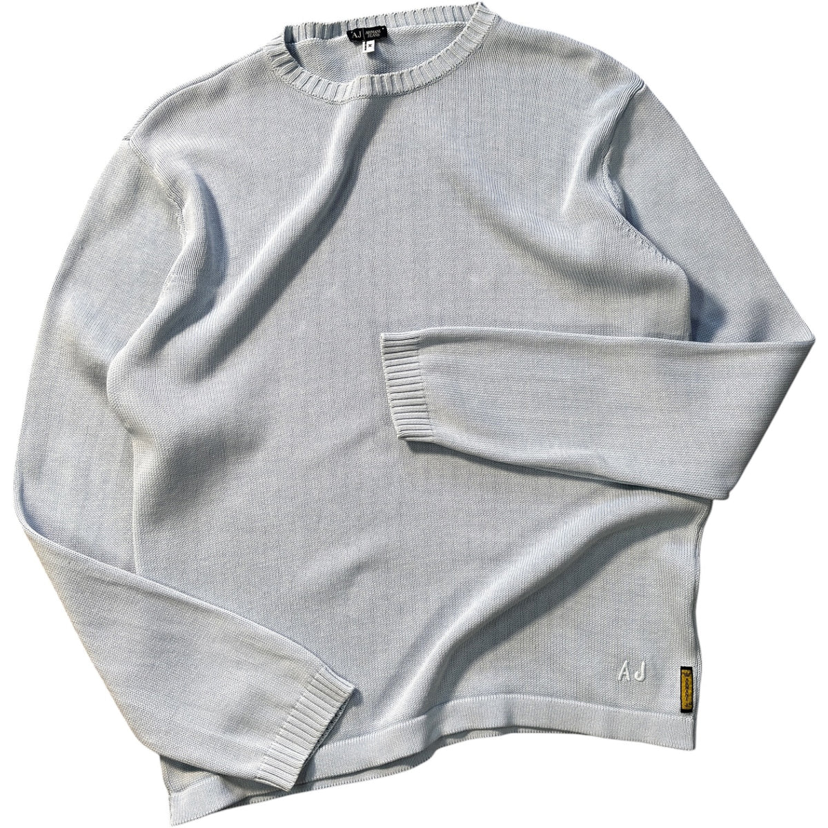 Armani Jeans 00’s Baby Blue Cotton Knit Jumper M