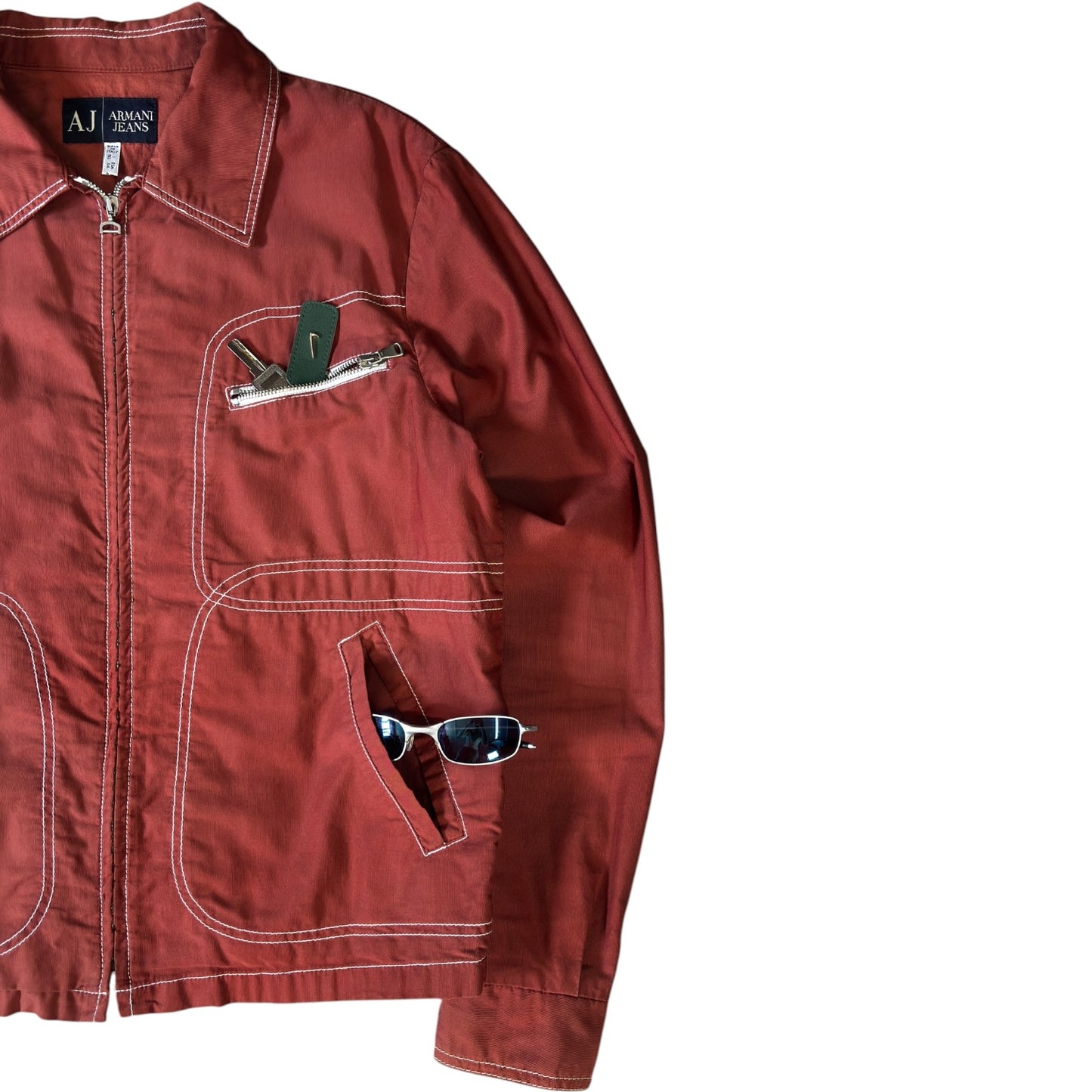 Armani Jeans 00's Contrast Stitch Cropped Jacket M