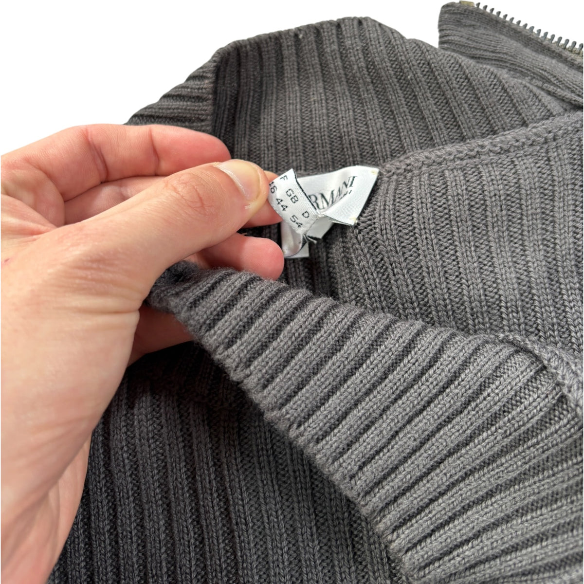 Armani Collezioni 00’s Merino Wool Shoulder Zip Jumper L