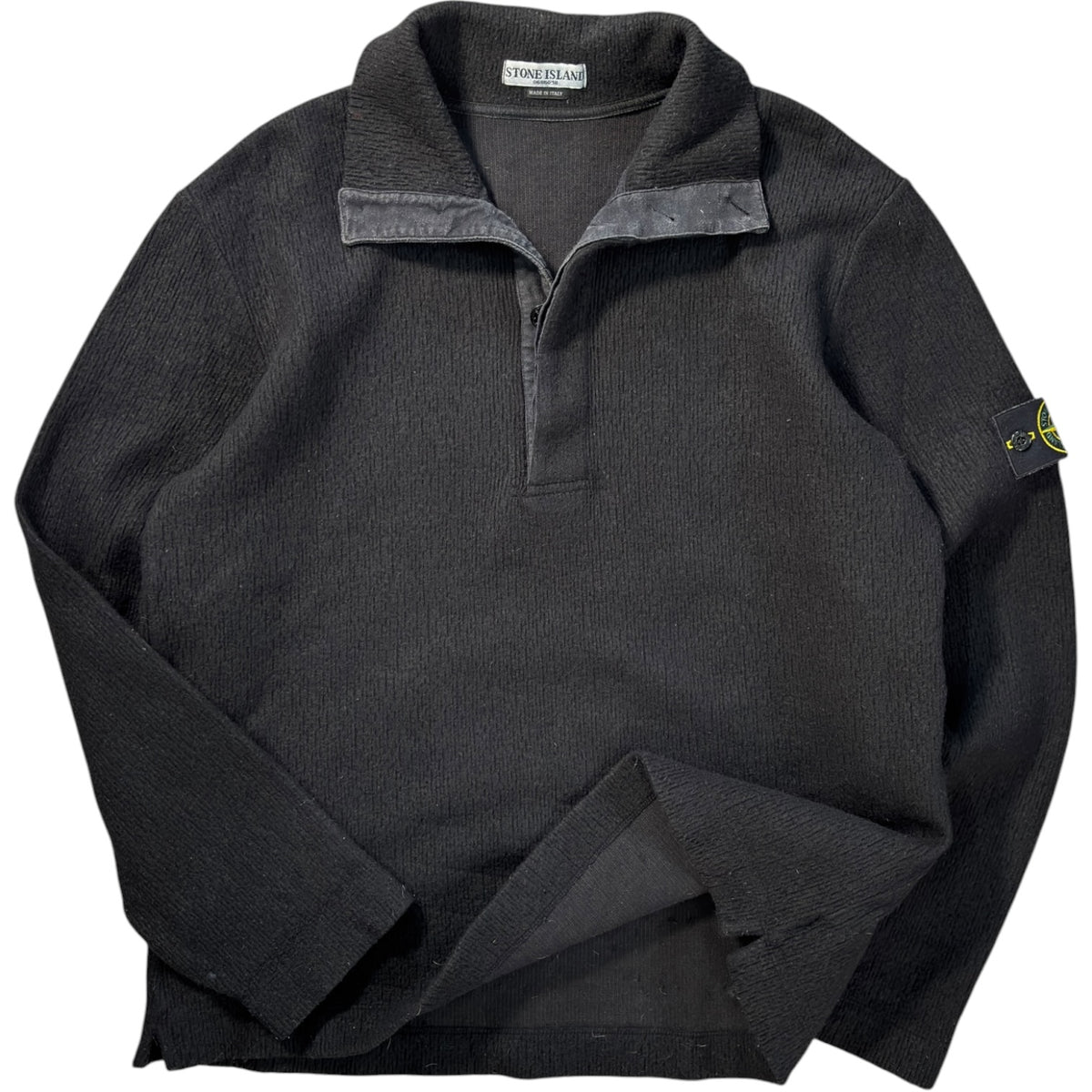 Stone Island 2005 Heavy Wool Knit Buttoned Jumper XL