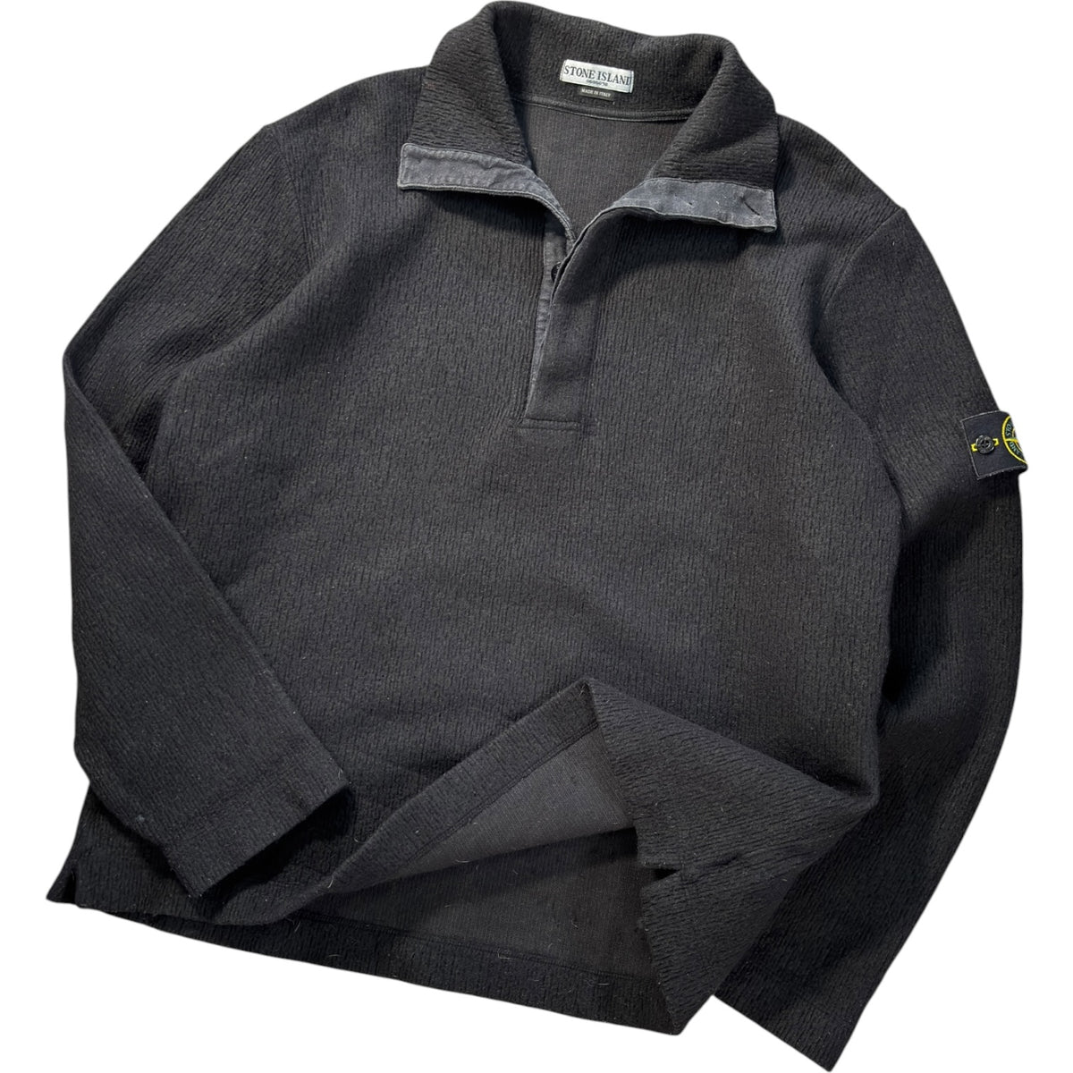 Stone Island 2005 Heavy Wool Knit Buttoned Jumper XL