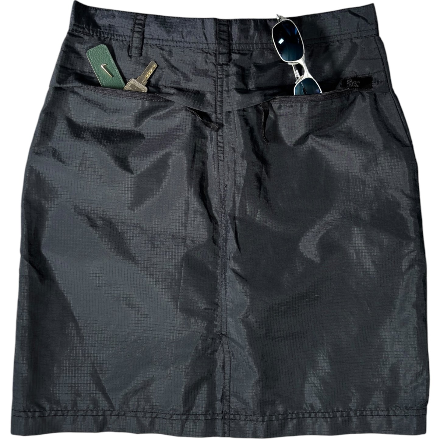 Calvin Klein Jeans 00's Nylon Ripstop Mini Skirt UK 8/10