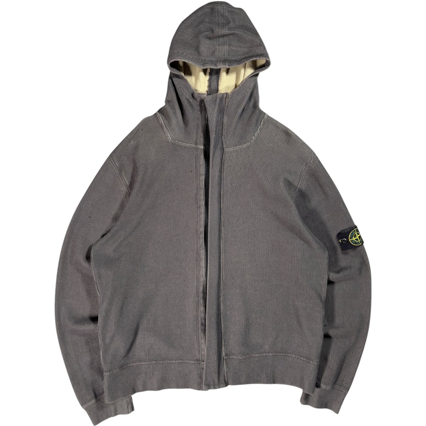 Stone Island 2004 Full Zip Ribbed Hoodie L
