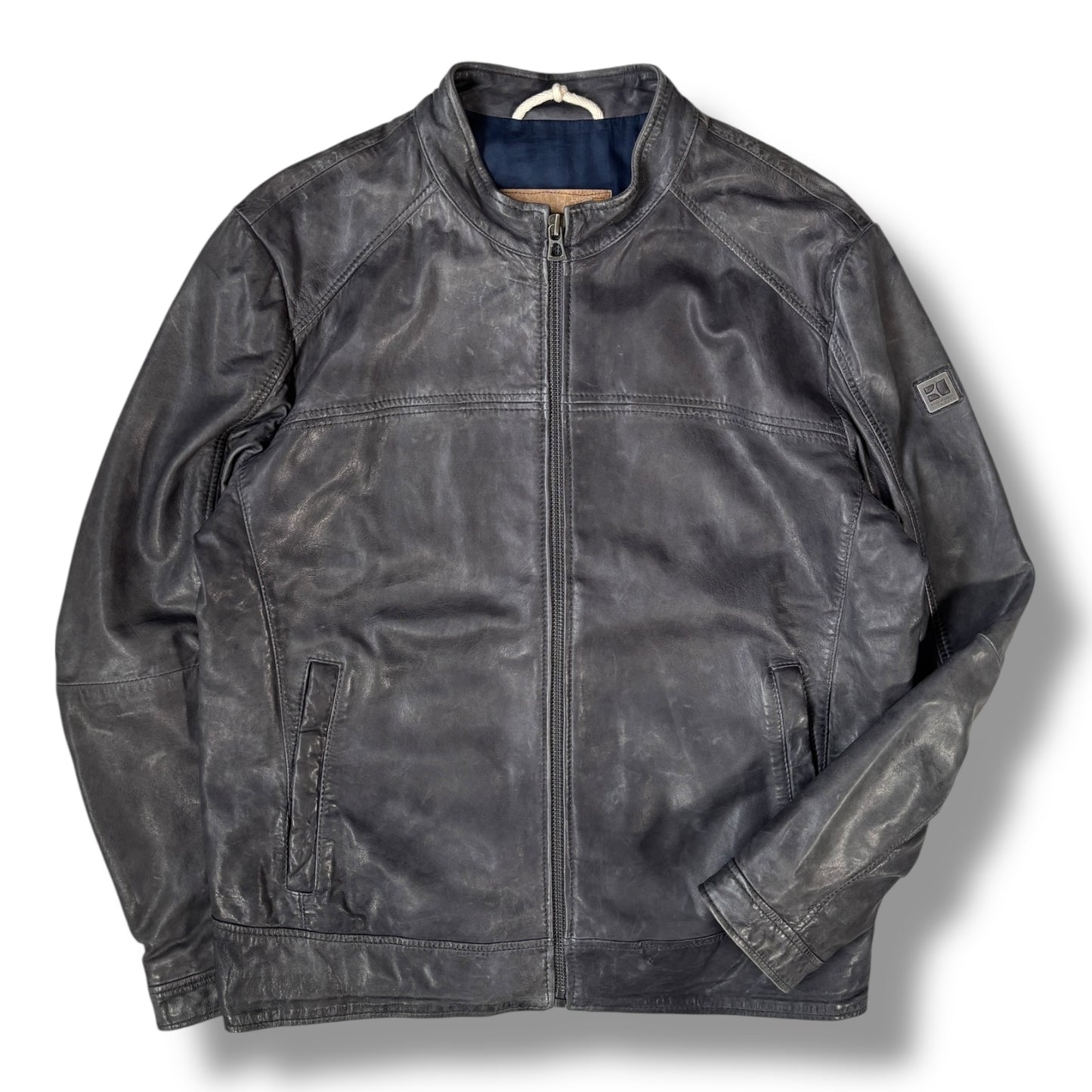 Hugo Boss 00’s Stone Grey Faux Leather Jacket Medium