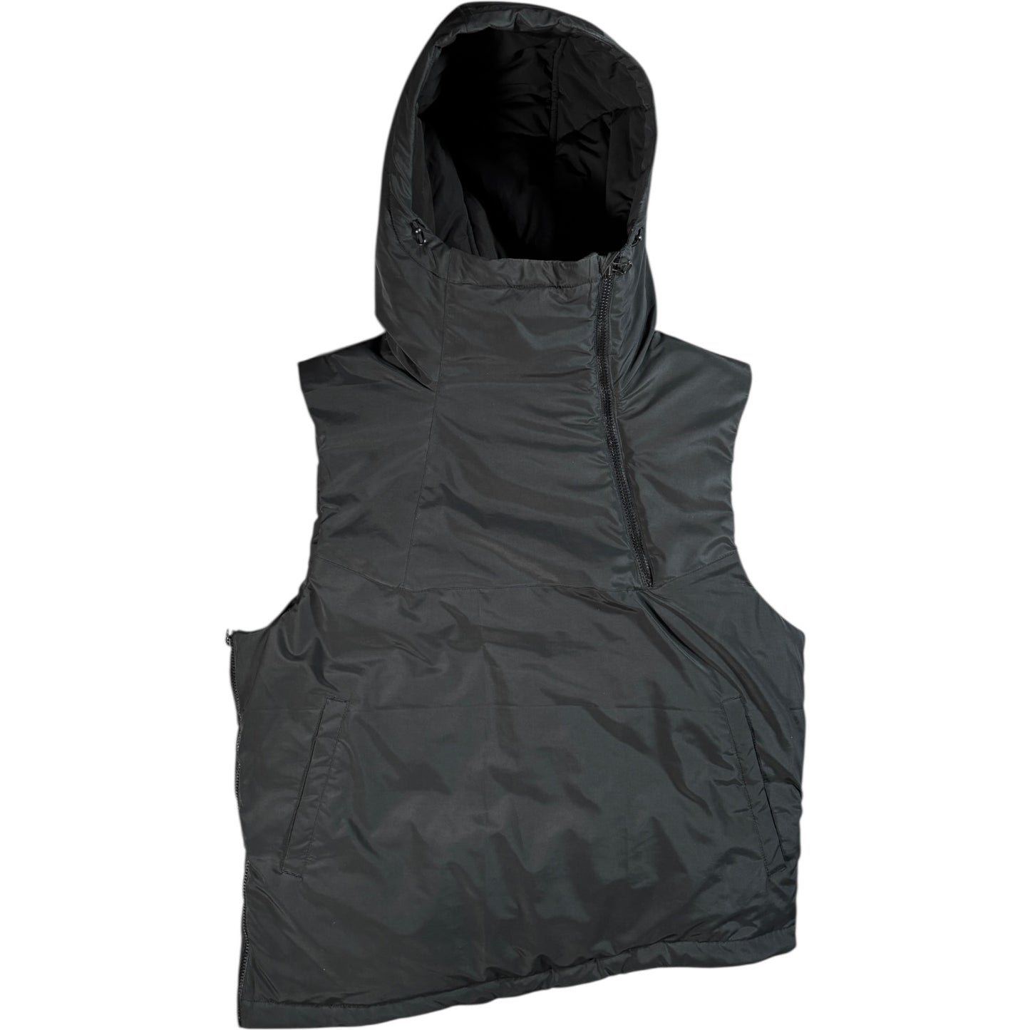 Maharishi Asymmetrical Zip Padded Hooded Gilet XL