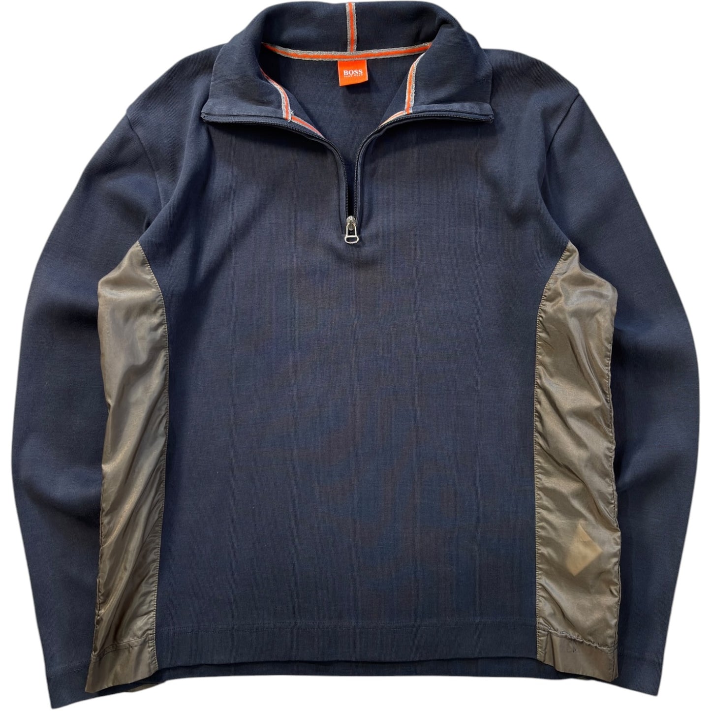 Hugo Boss Orange 00’s Panelled Translucent Quarter Zip Jumper L