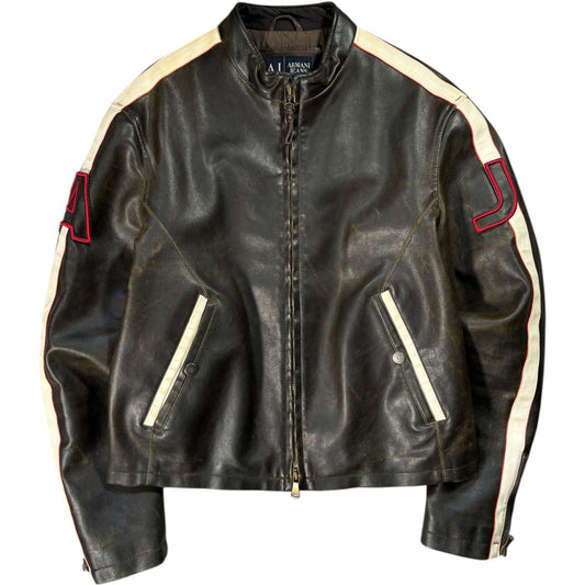 Armani Jeans 00’s Leather Biker Jacket M