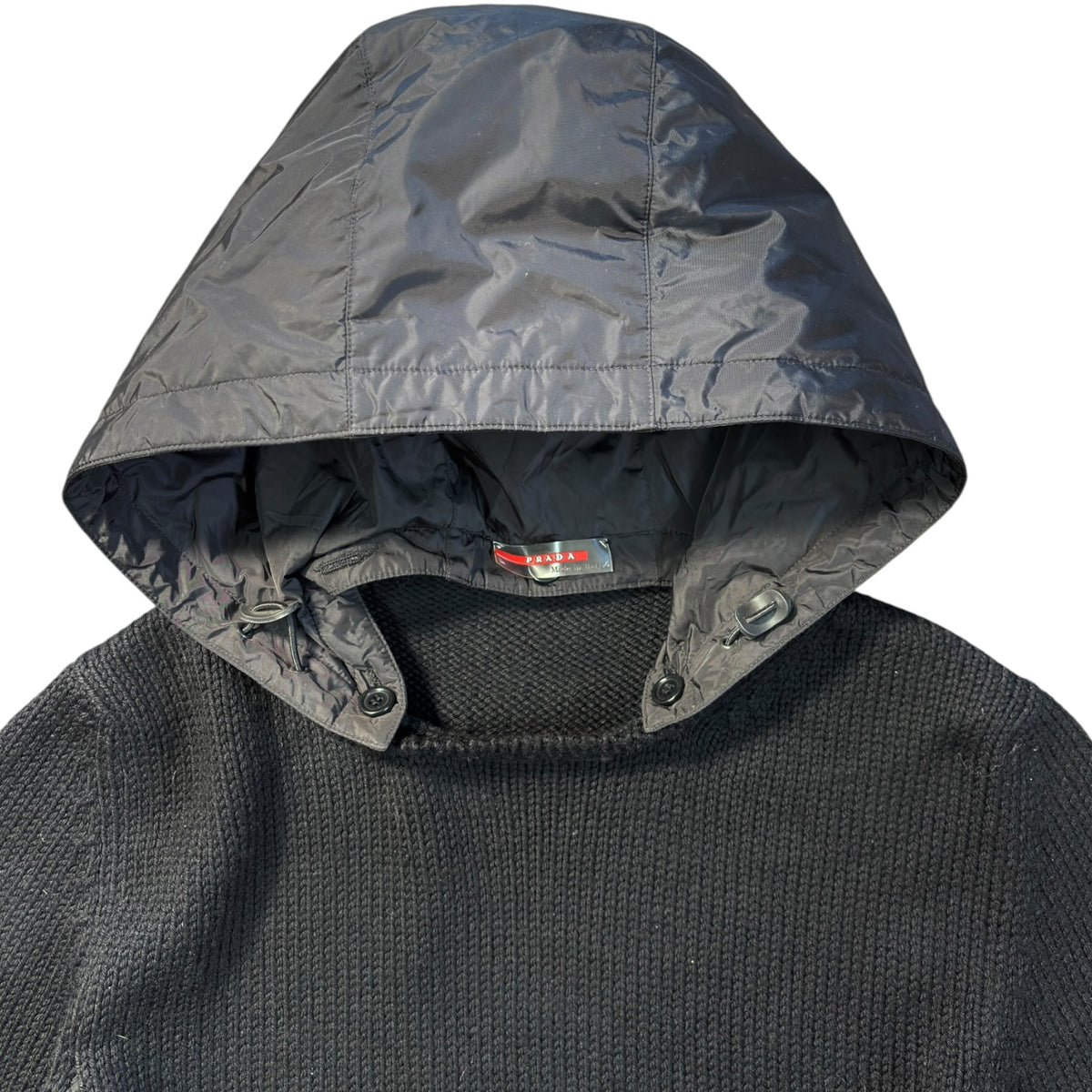 Prada Sport 00’s Panelled Detachable Hood Knit Jumper L