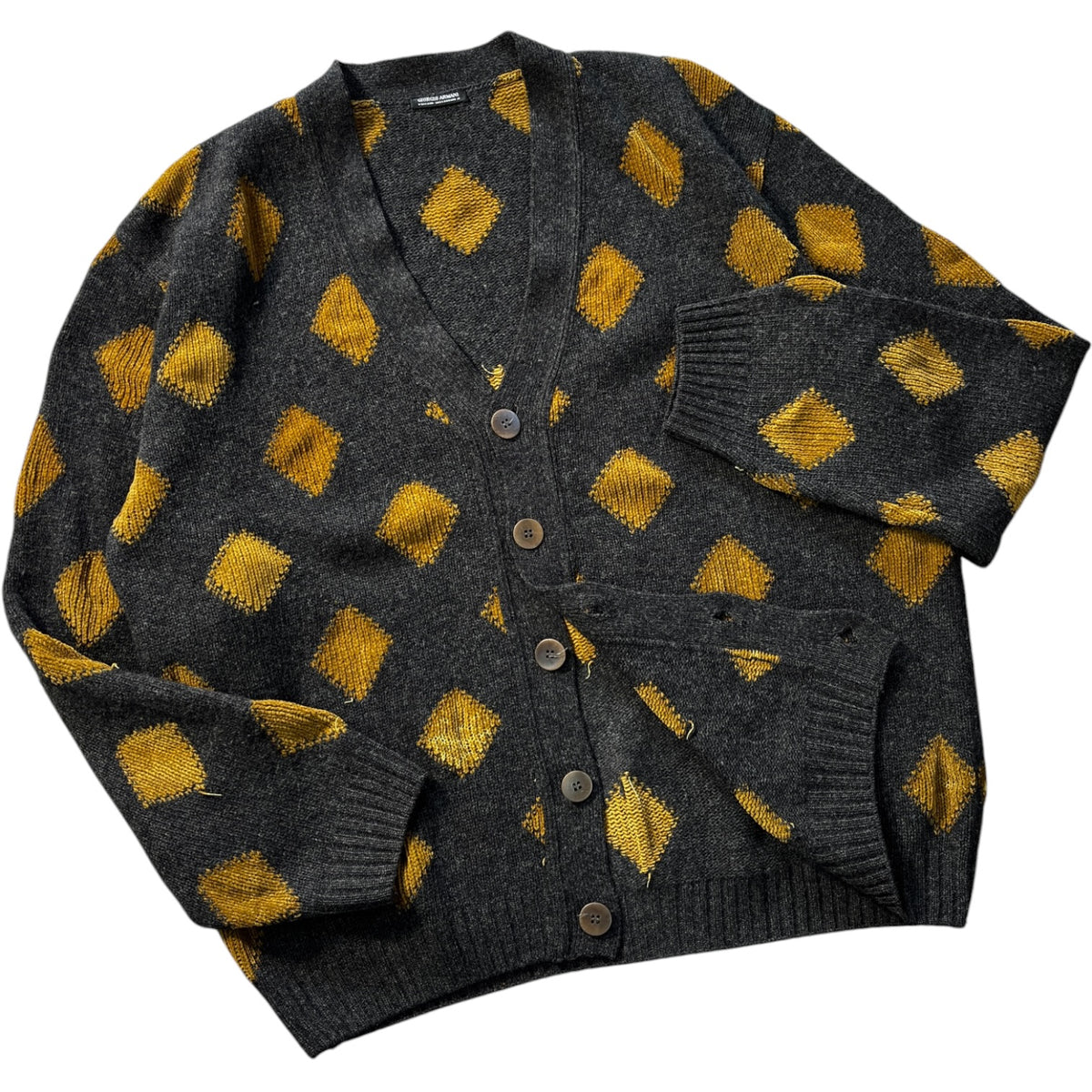 Giorgio Armani 80’s Diamond Pattern Soft Knit Cardigan XL