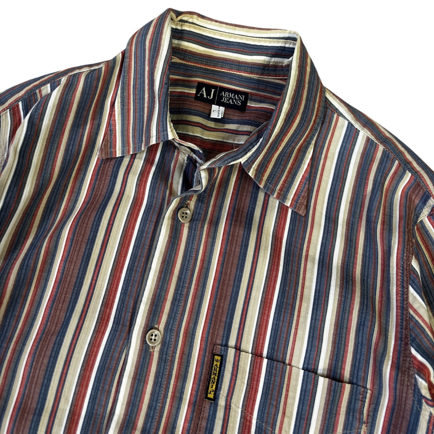Armani Jeans 00's Striped Long Sleeve Shirt L