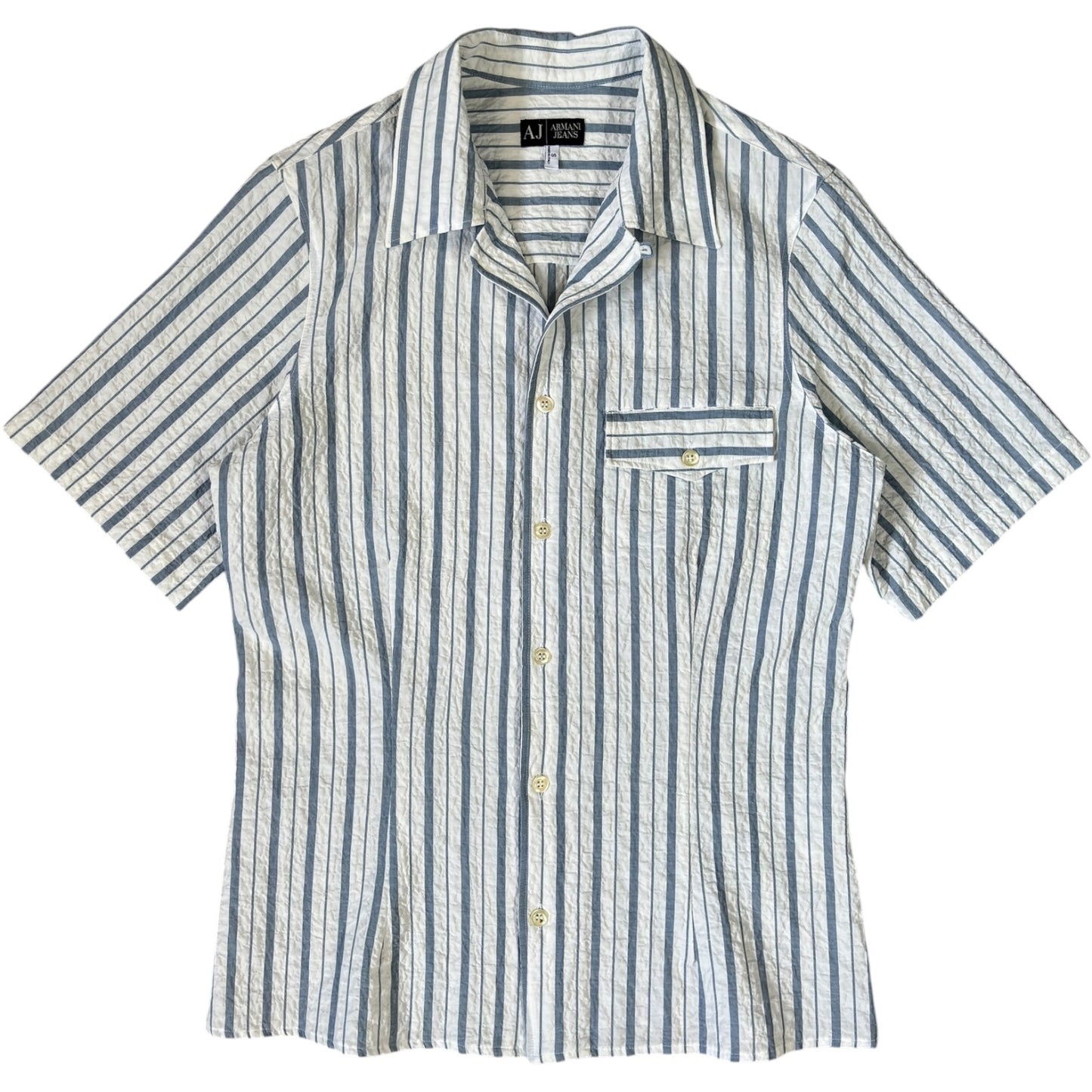 Armani Jeans 00’s Pleated Short Sleeve Shirt S