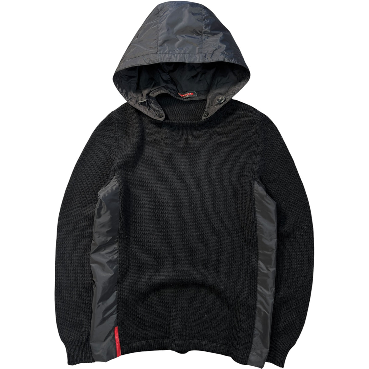 Prada Sport 00’s Panelled Detachable Hood Knit Jumper L