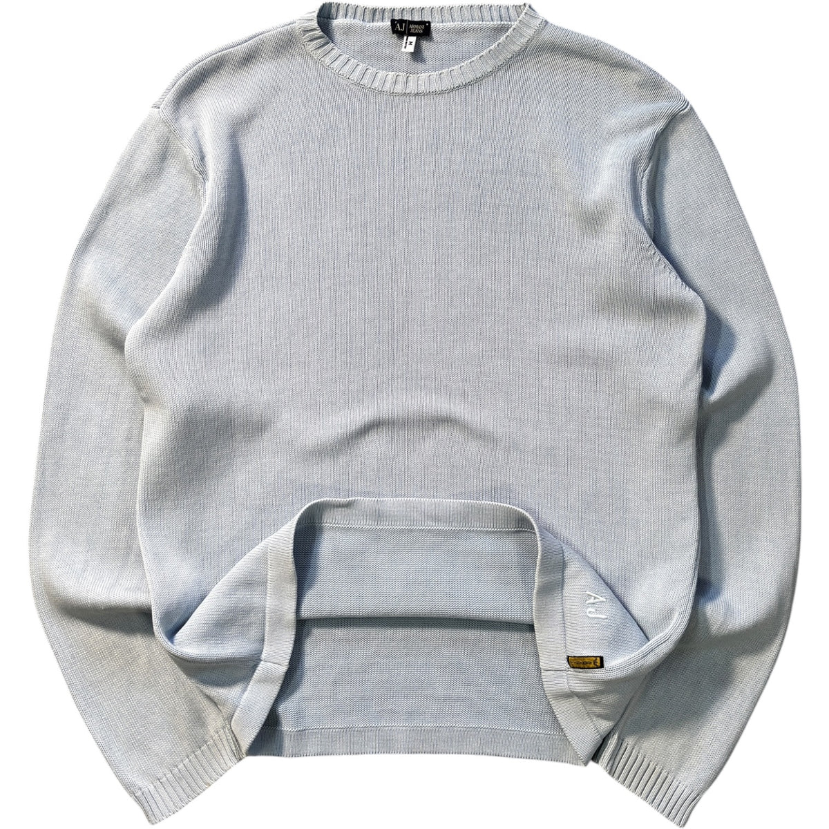 Armani Jeans 00’s Baby Blue Cotton Knit Jumper M