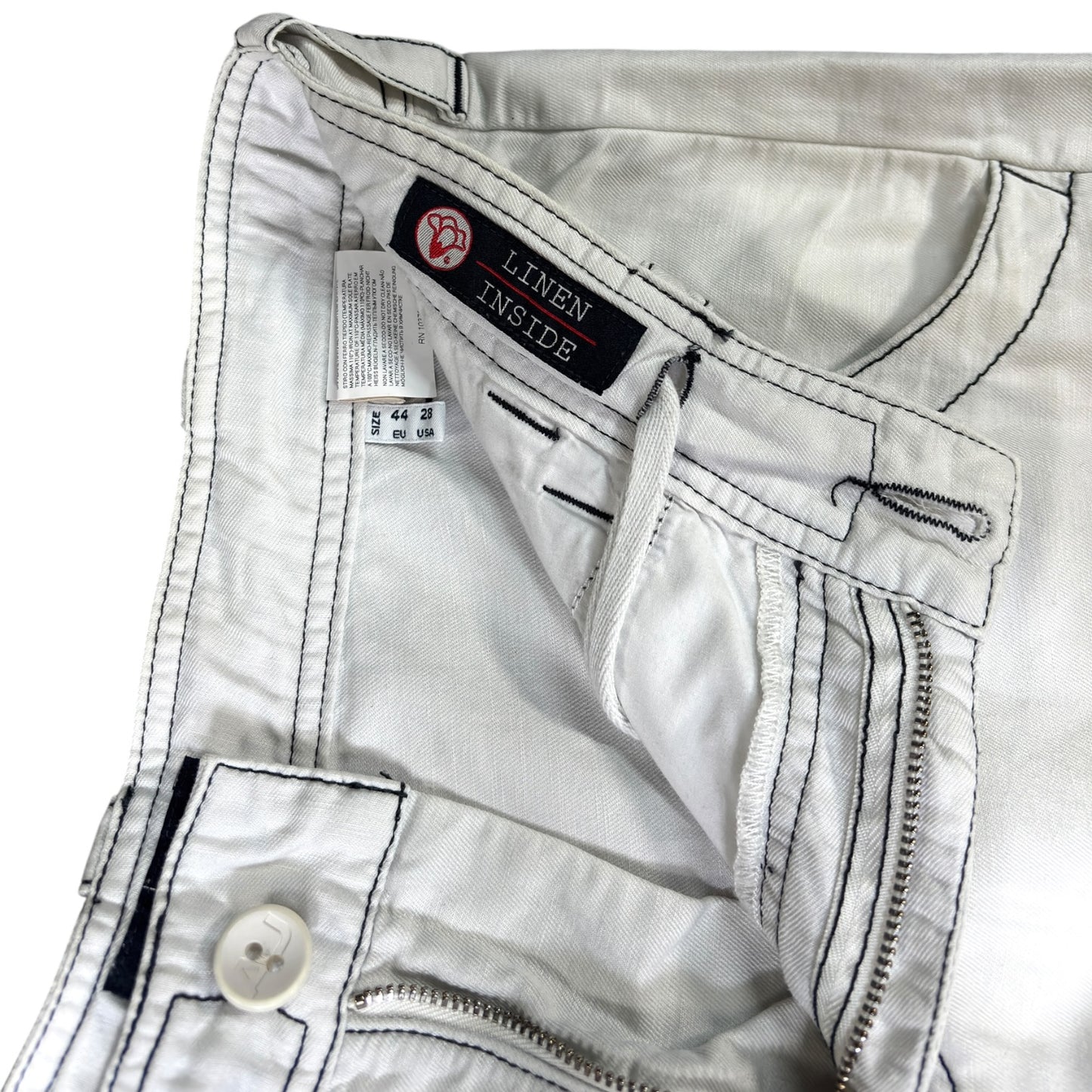 Armani Jeans 00’s Contrast Stitch Linen Hemp Shorts W32