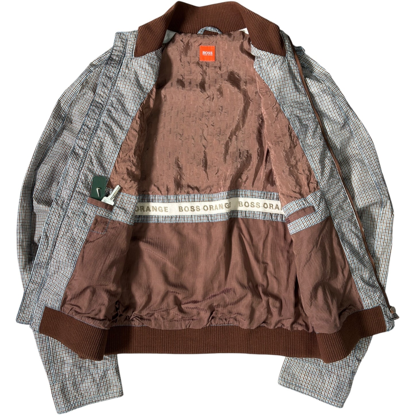 Hugo Boss Orange 00’s Checkered Bomber Jacket M