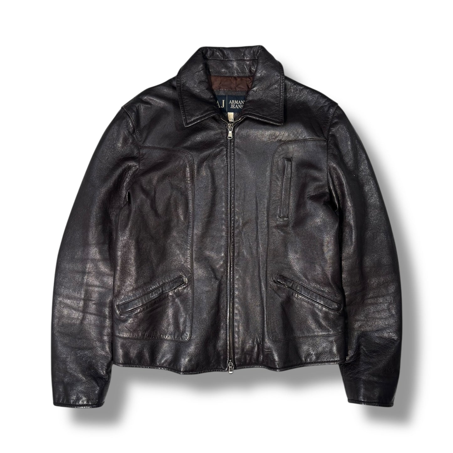 Armani Jeans 00’s Cropped Leather Jacket Women’s UK 14