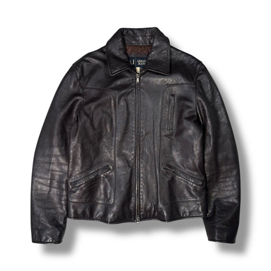 Armani Jeans 00’s Cropped Leather Jacket Women’s UK 14