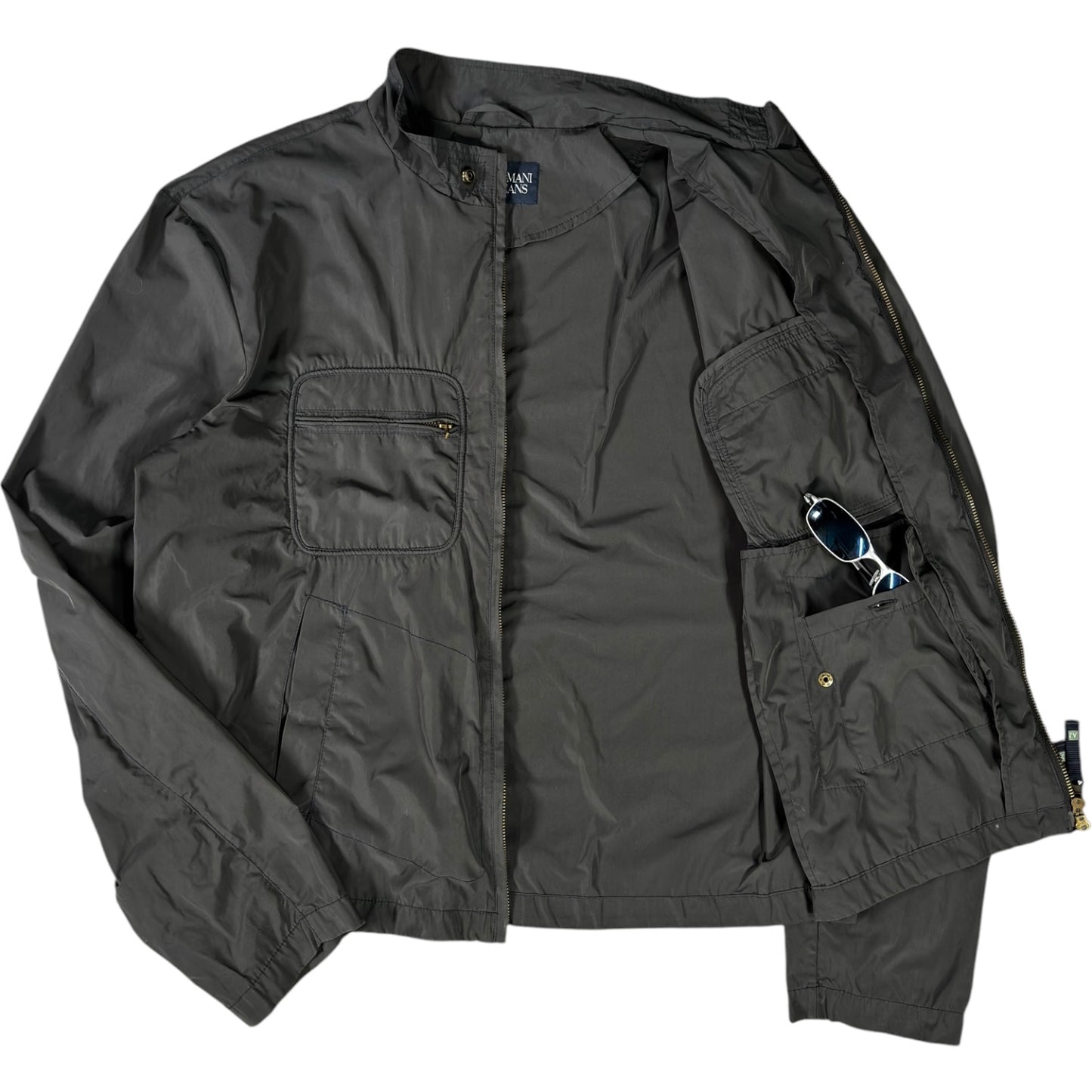 Armani Jeans 00's Dark Grey Cropped Multipocket Jacket XL