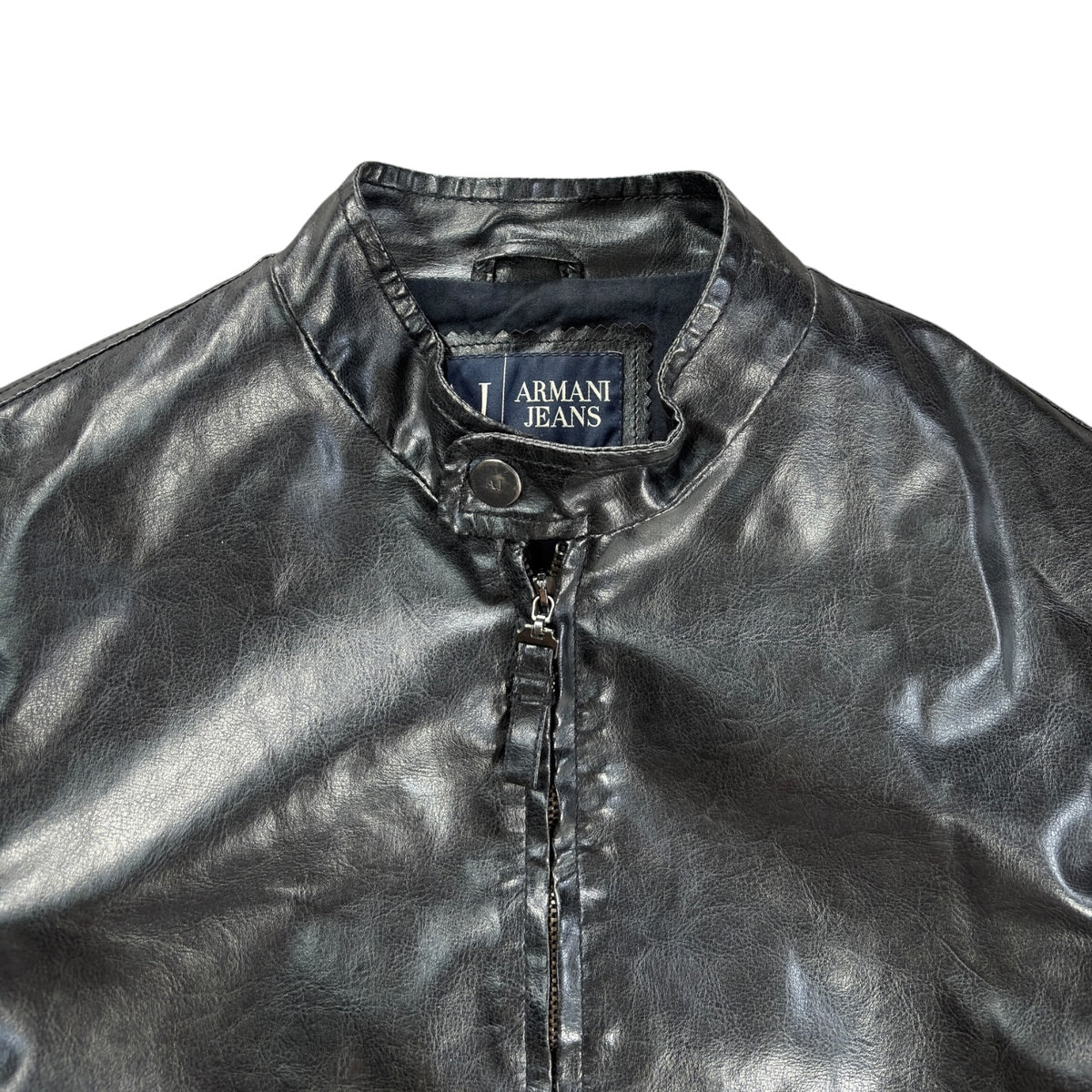 Armani Jeans 00’s Cropped Faux Leather Jacket M