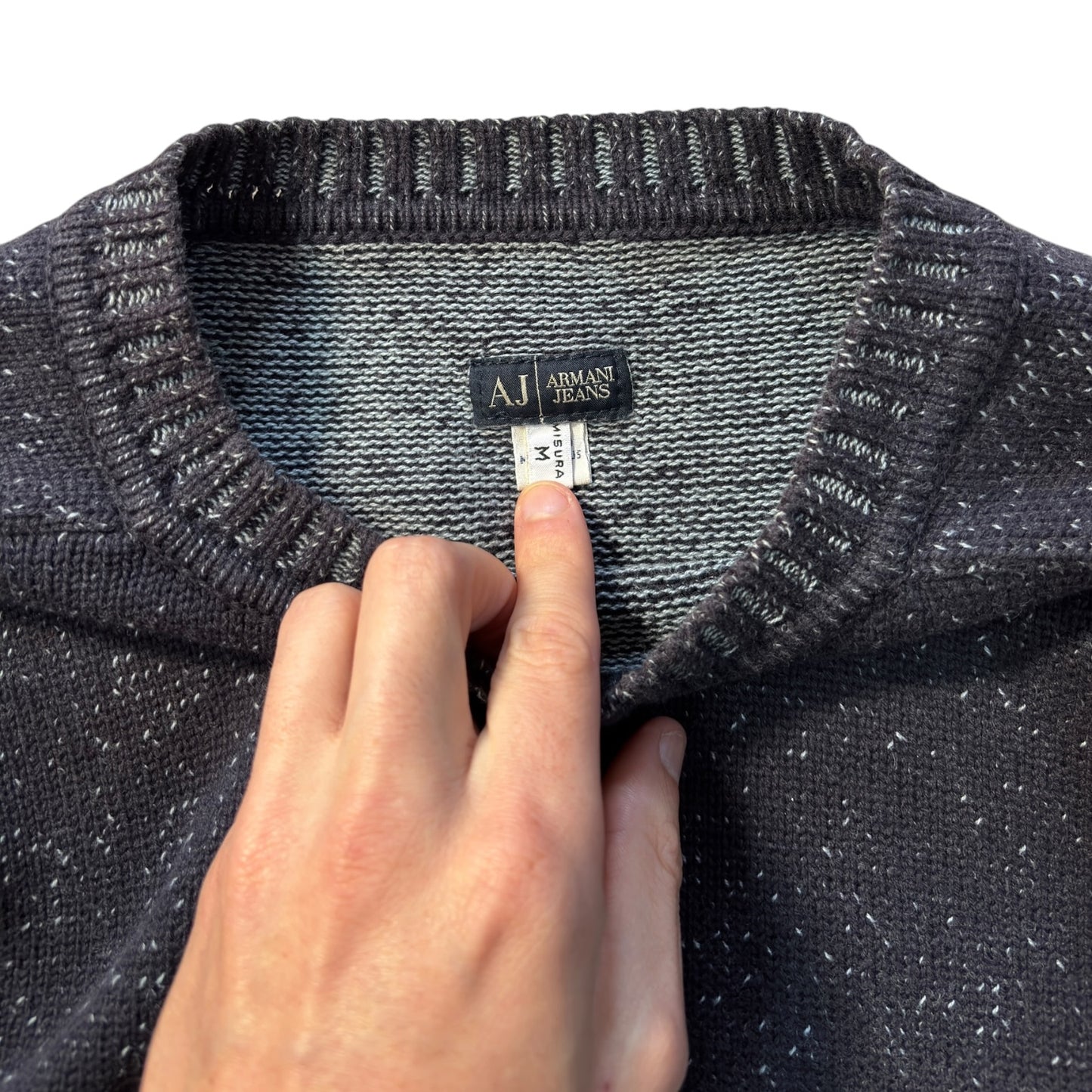 Armani Jeans 00’s Cotton Knit Two Tone Jumper M