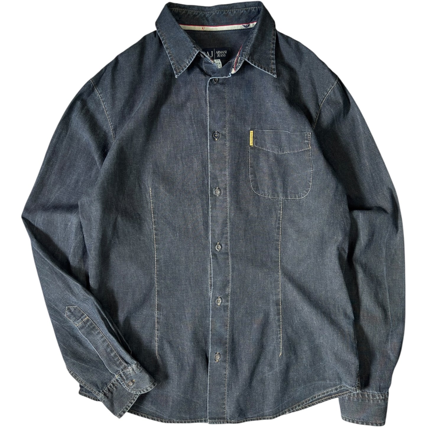 Armani Jeans 00's Dark Wash Denim Shirt XL