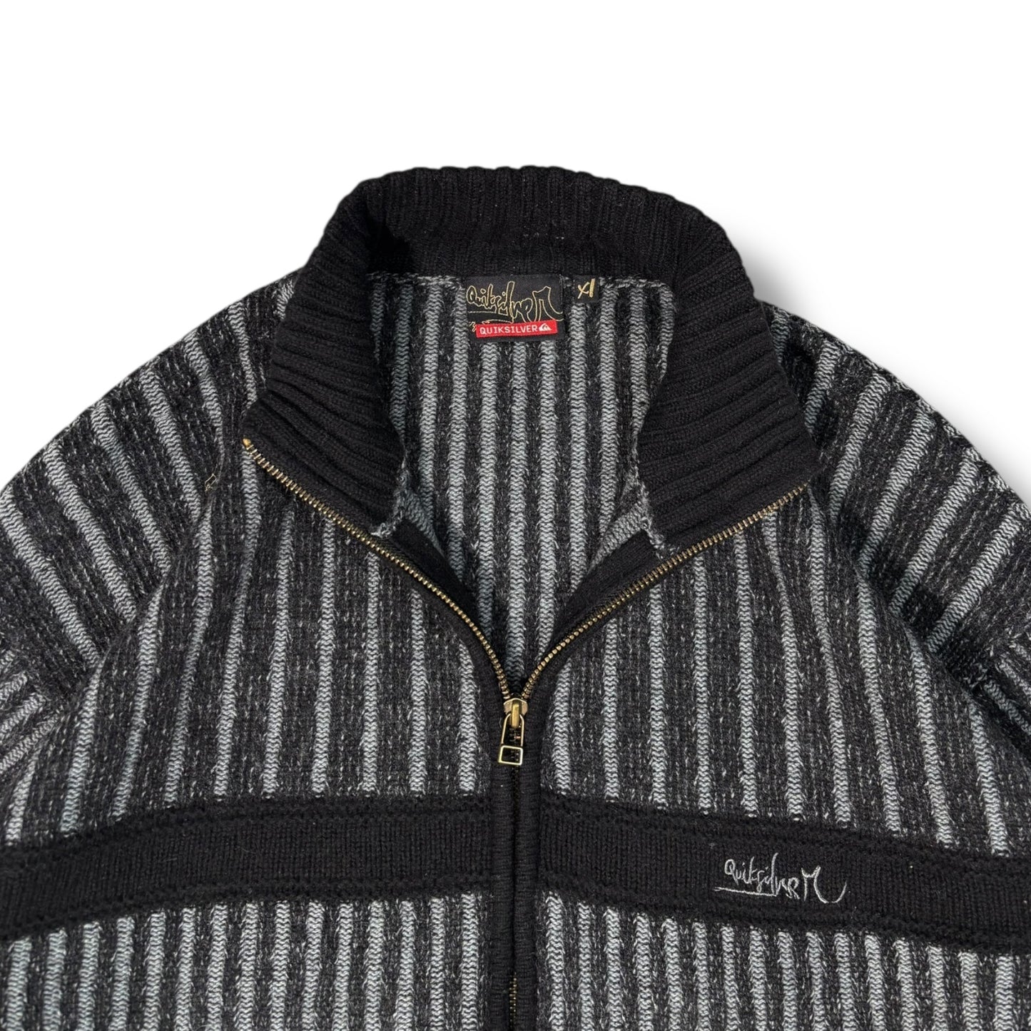 Quiksilver 00’s Full Zip Ribbed Knit Jumper Extra Large