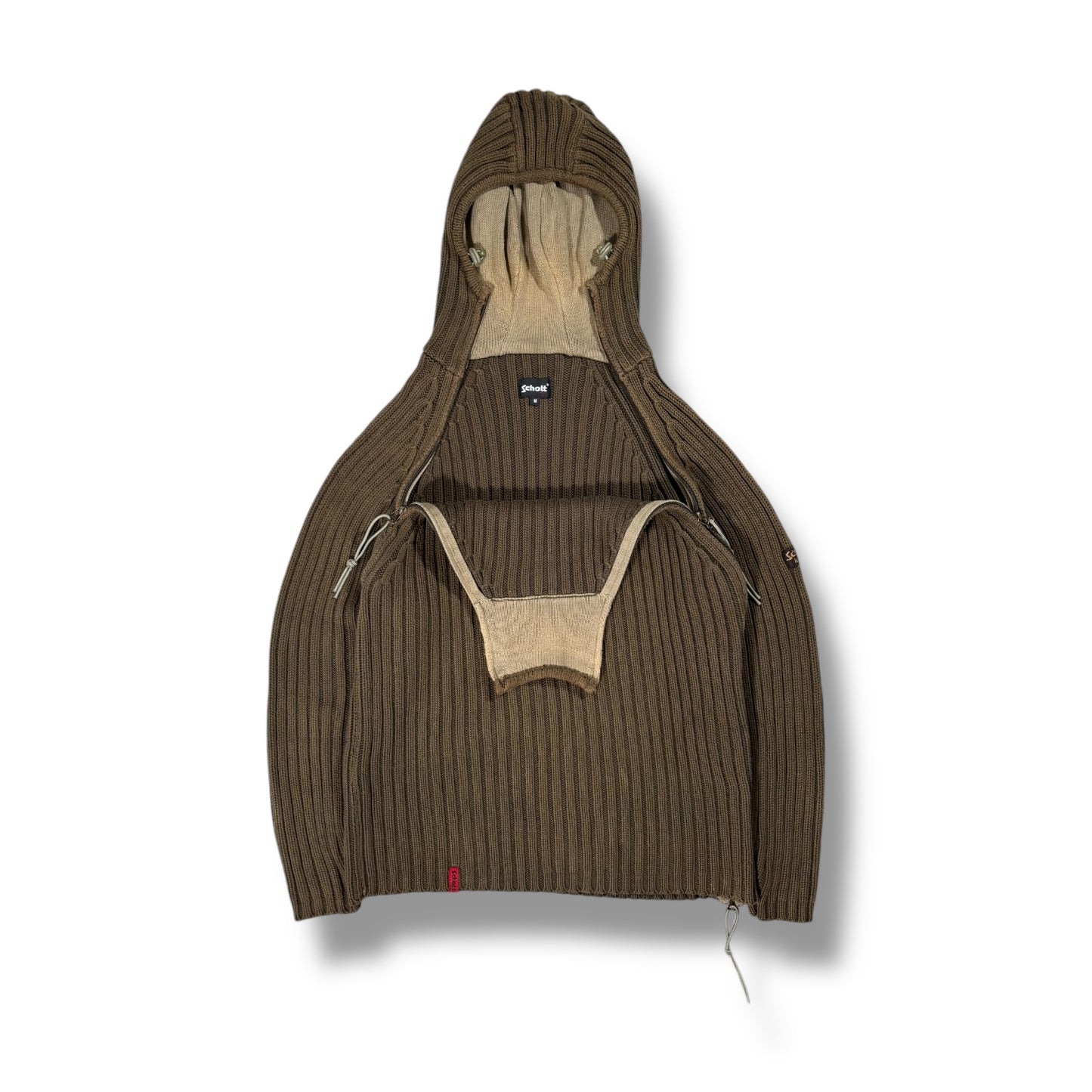 Schott NYC 00’s Dual Zip Knitted Balaclava Hoodie Medium