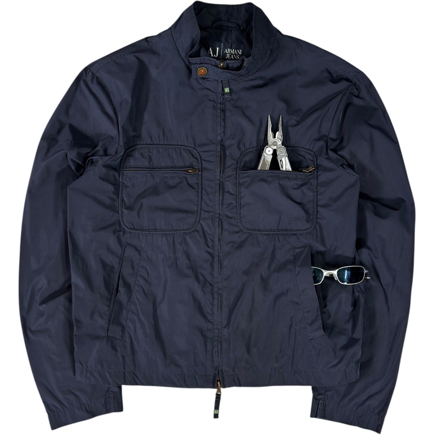 Armani Jeans 00's Navy Cropped Multipocket Jacket M