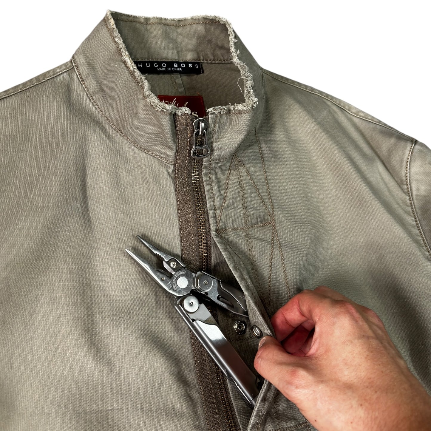 Hugo Boss 00's Asymmetrical Zip Cotton Jacket M