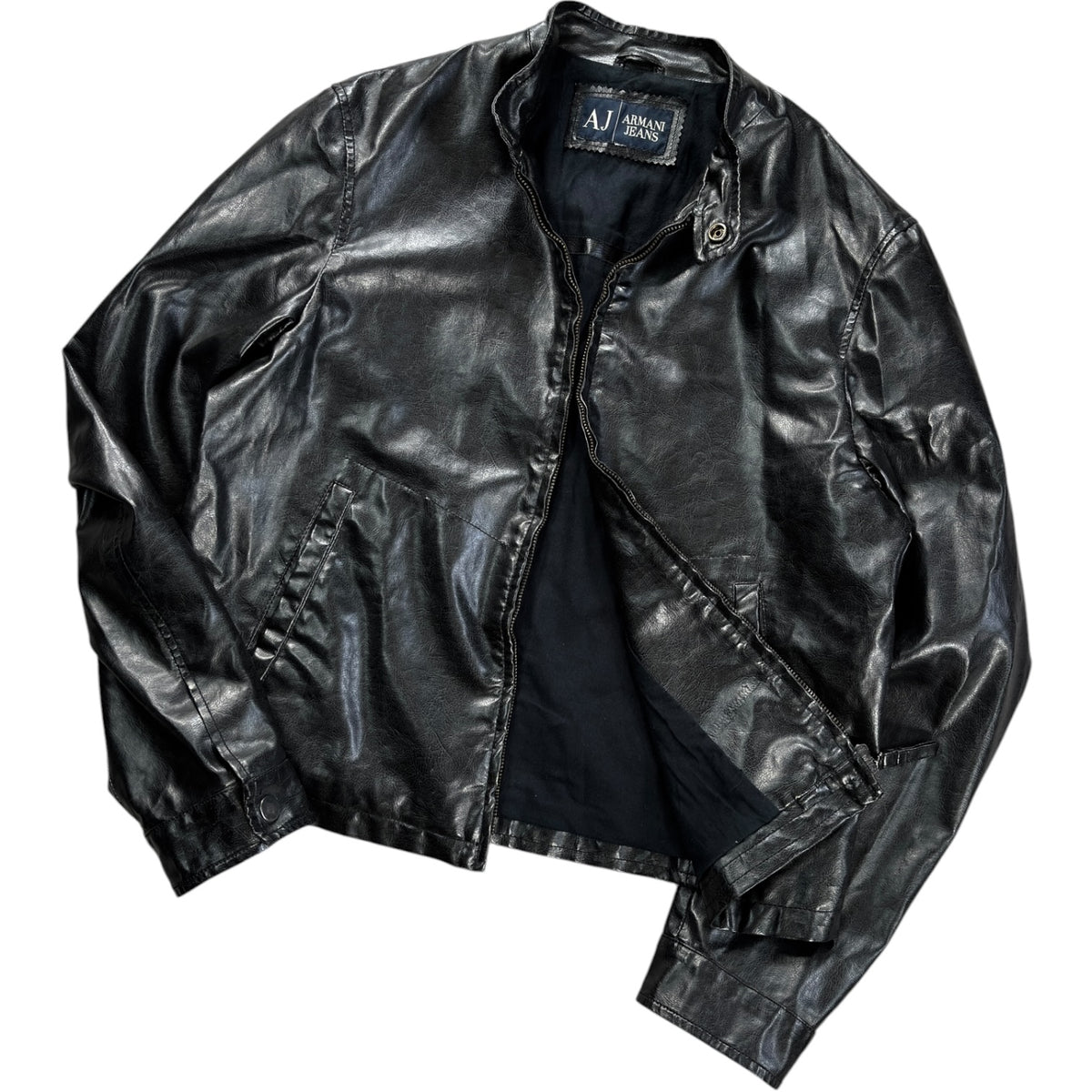 Armani Jeans 00’s Cropped Faux Leather Jacket M