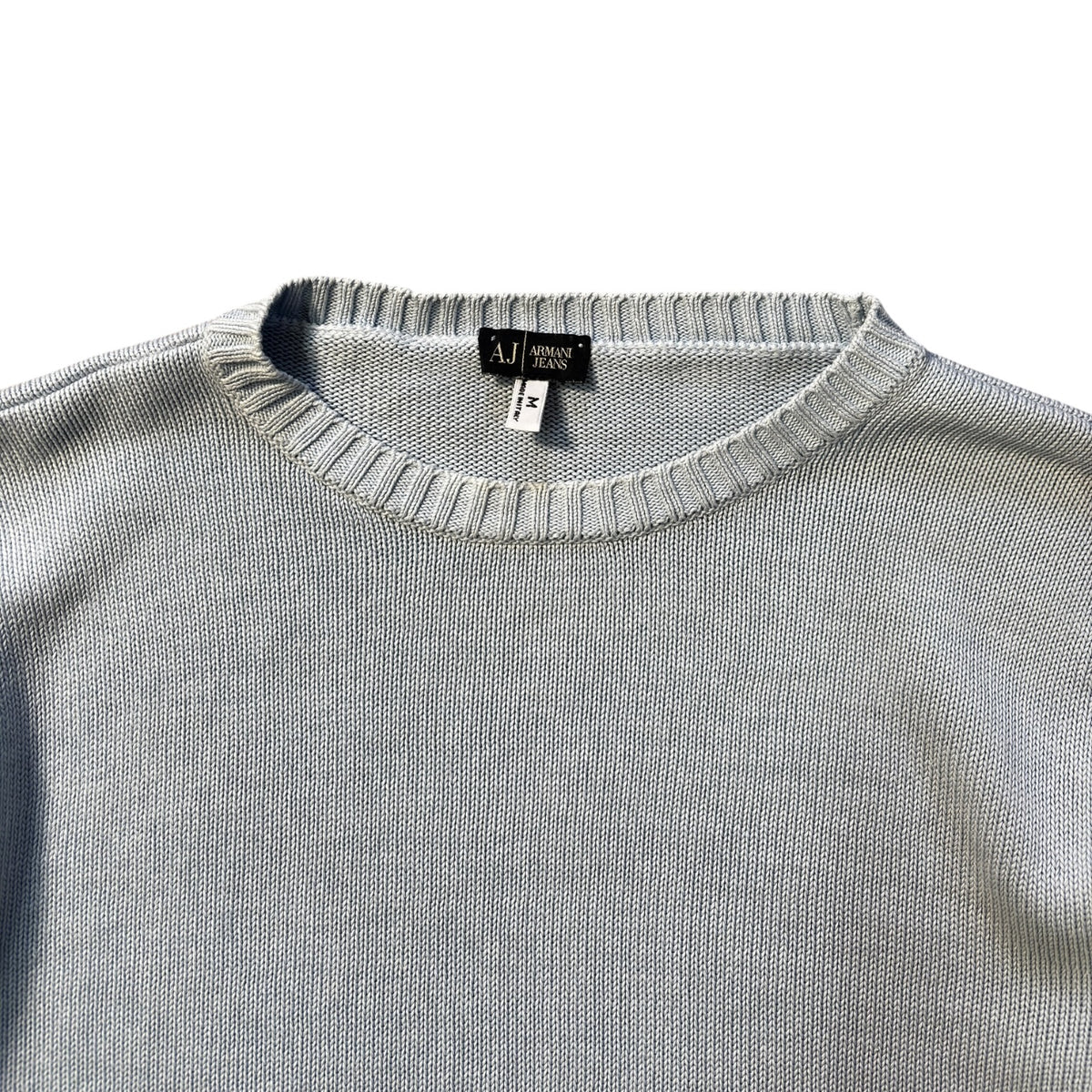 Armani Jeans 00’s Baby Blue Cotton Knit Jumper M