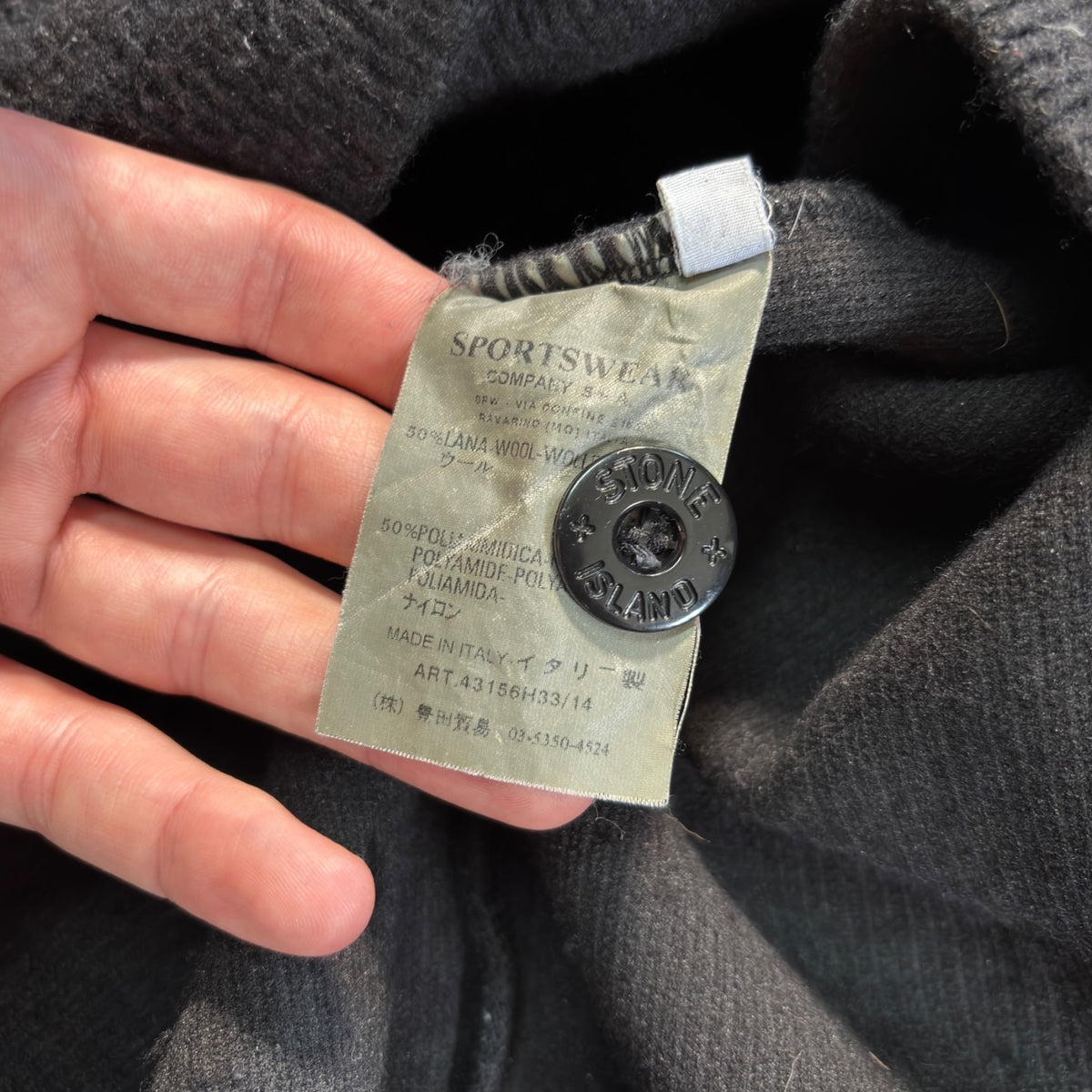 Stone Island 2005 Heavy Wool Knit Buttoned Jumper XL