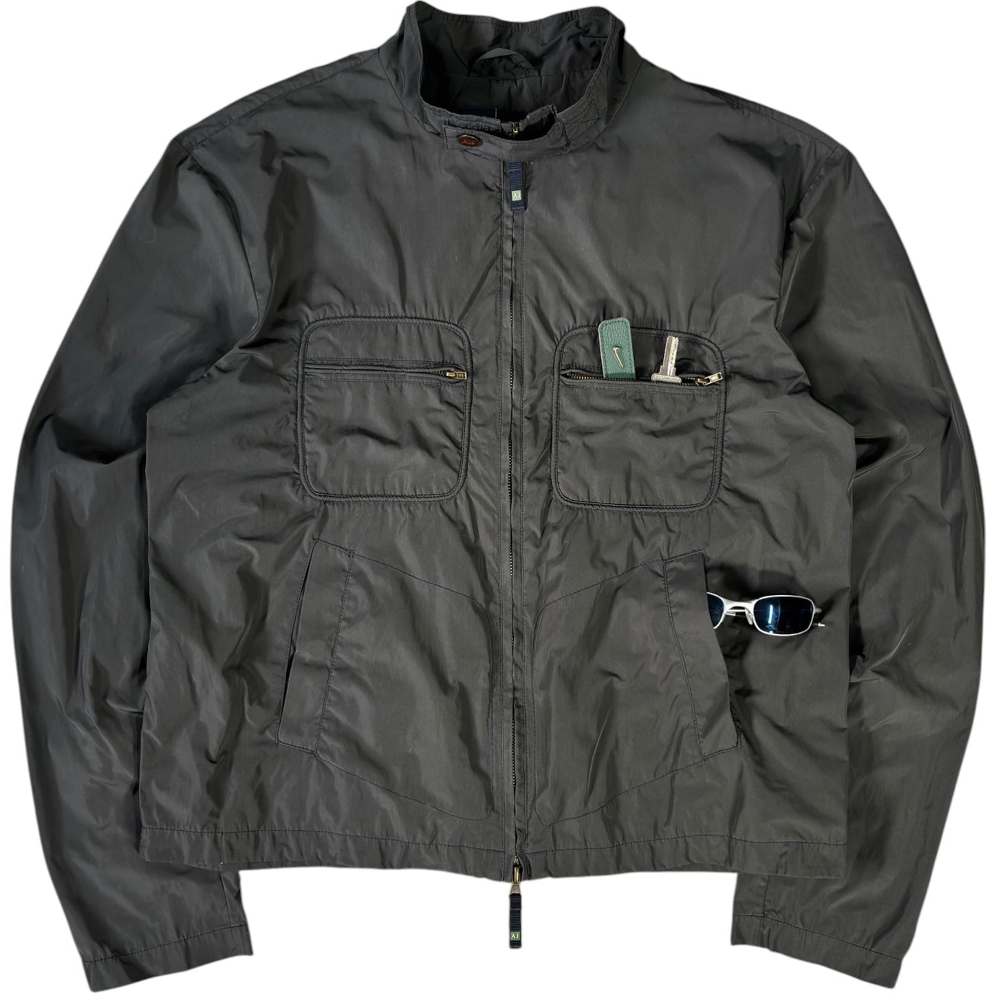 Armani Jeans 00's Dark Grey Cropped Multipocket Jacket XL