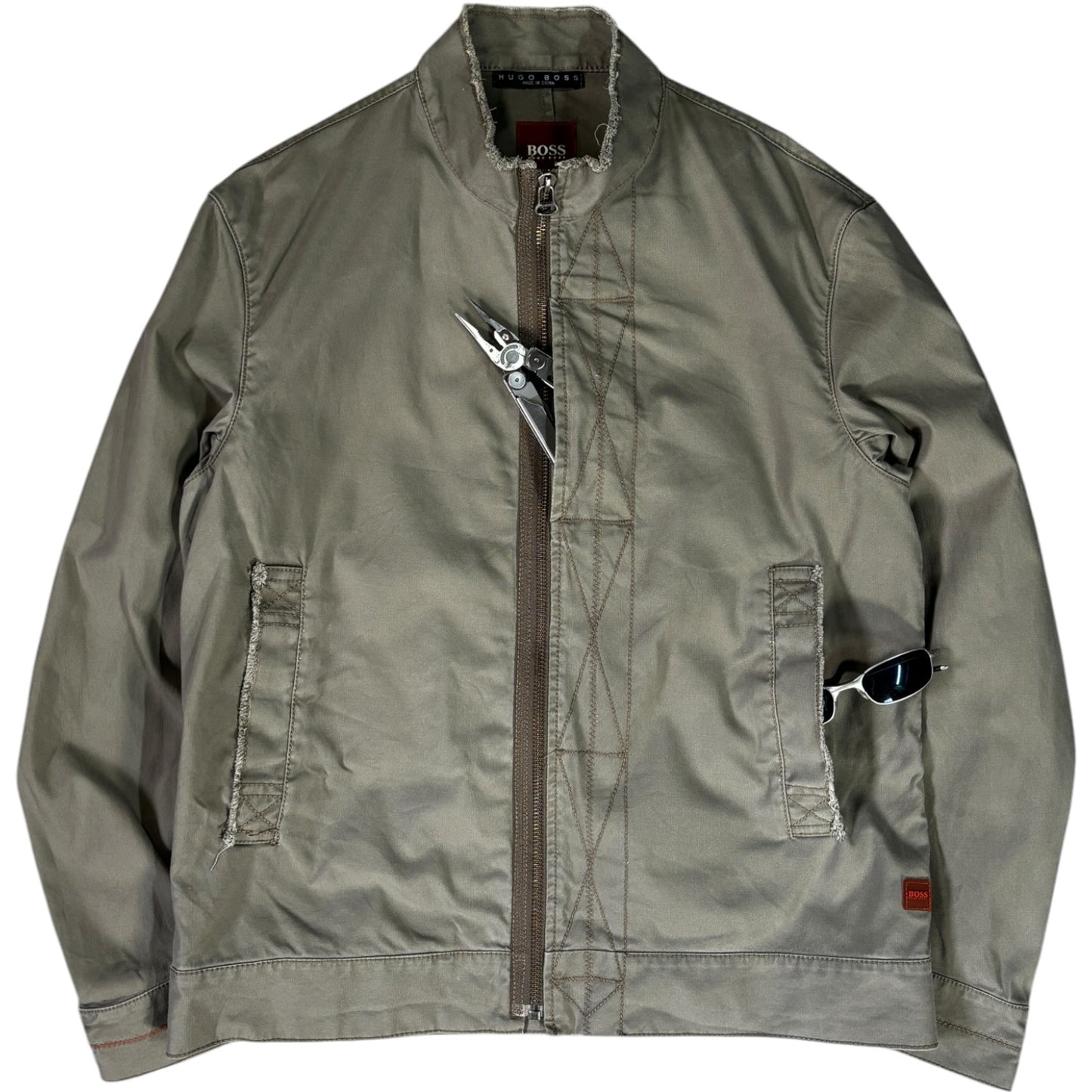 Hugo Boss 00's Asymmetrical Zip Cotton Jacket M