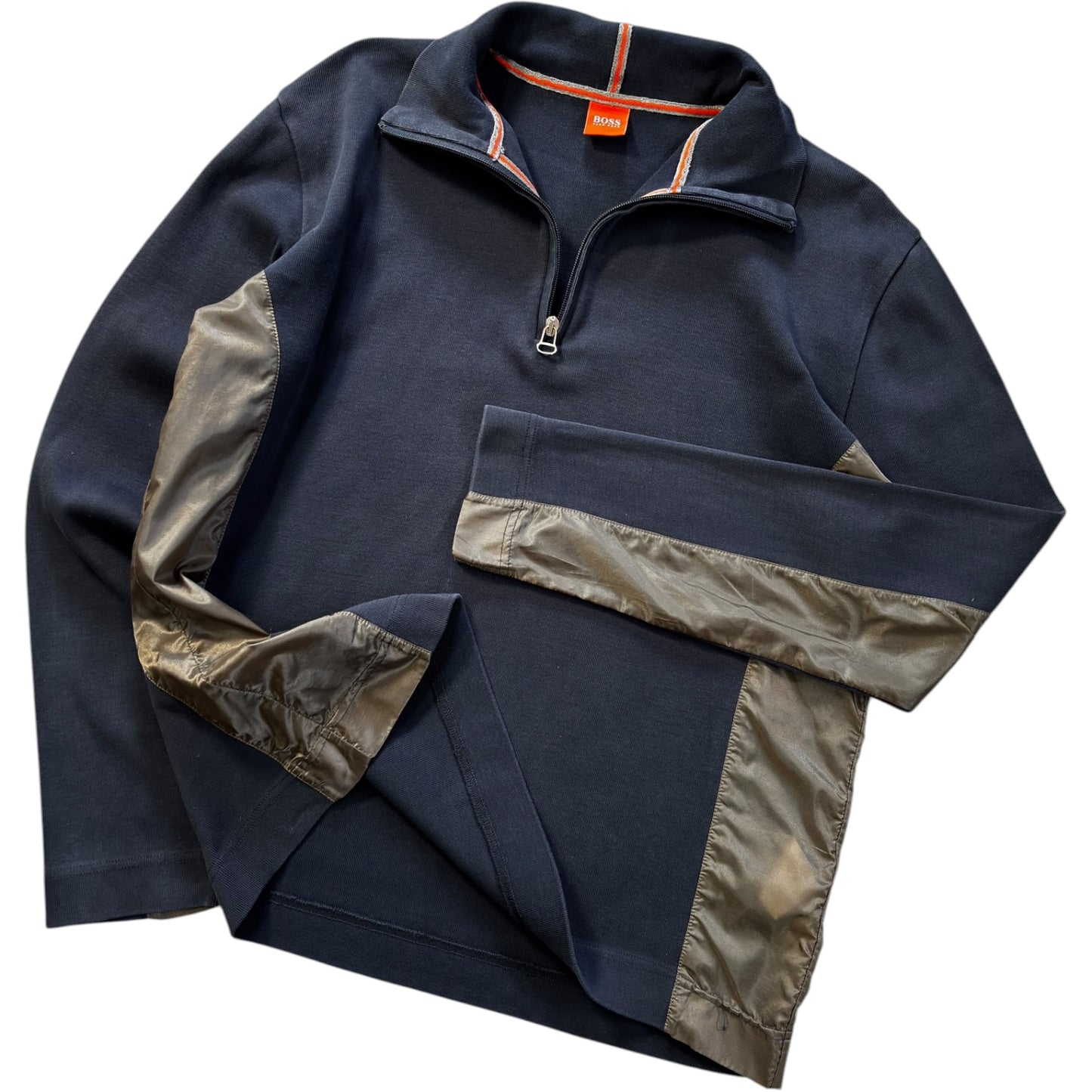Hugo Boss Orange 00’s Panelled Translucent Quarter Zip Jumper L